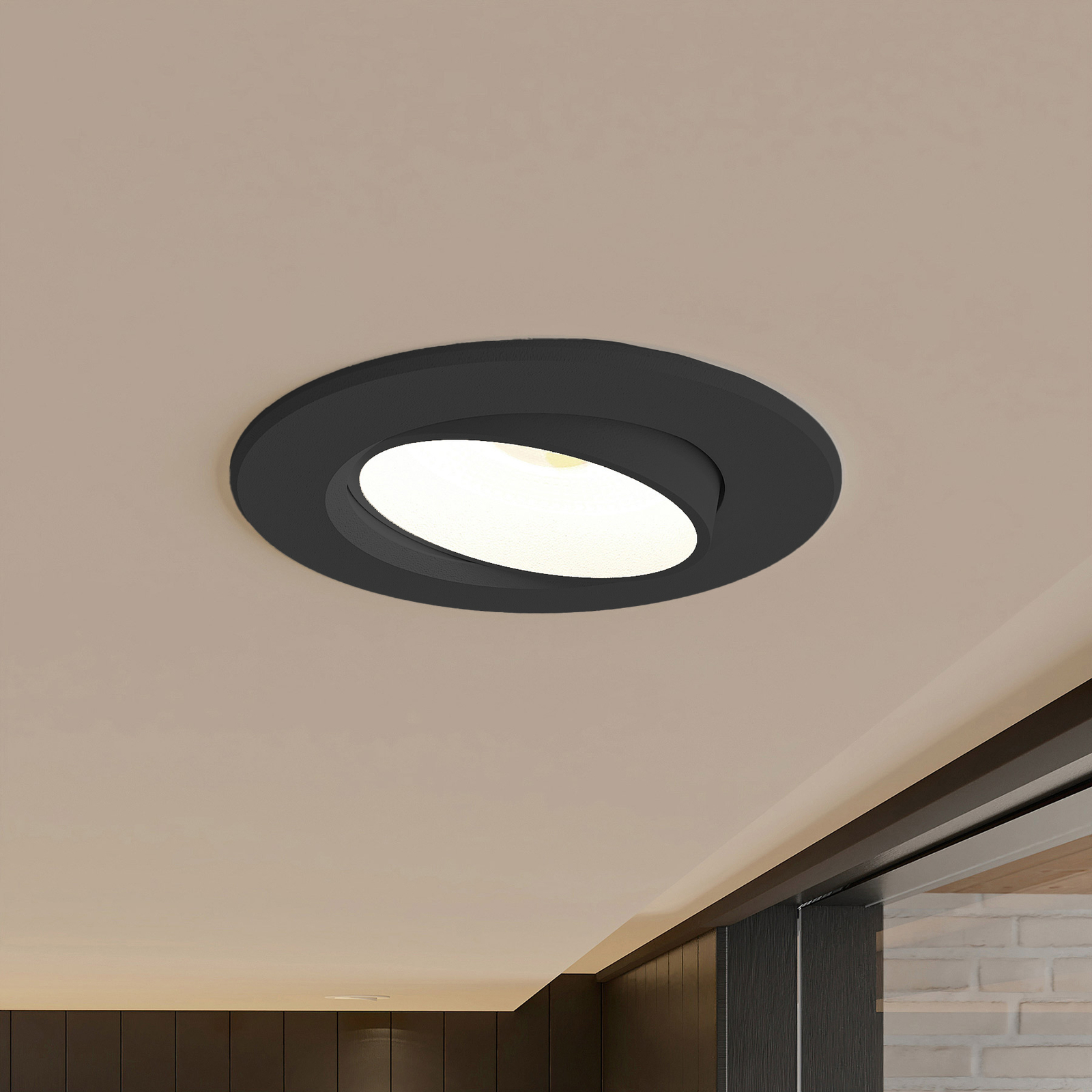 Prios LED recessed light Shima, black, 9 W, 3000K, dimmable