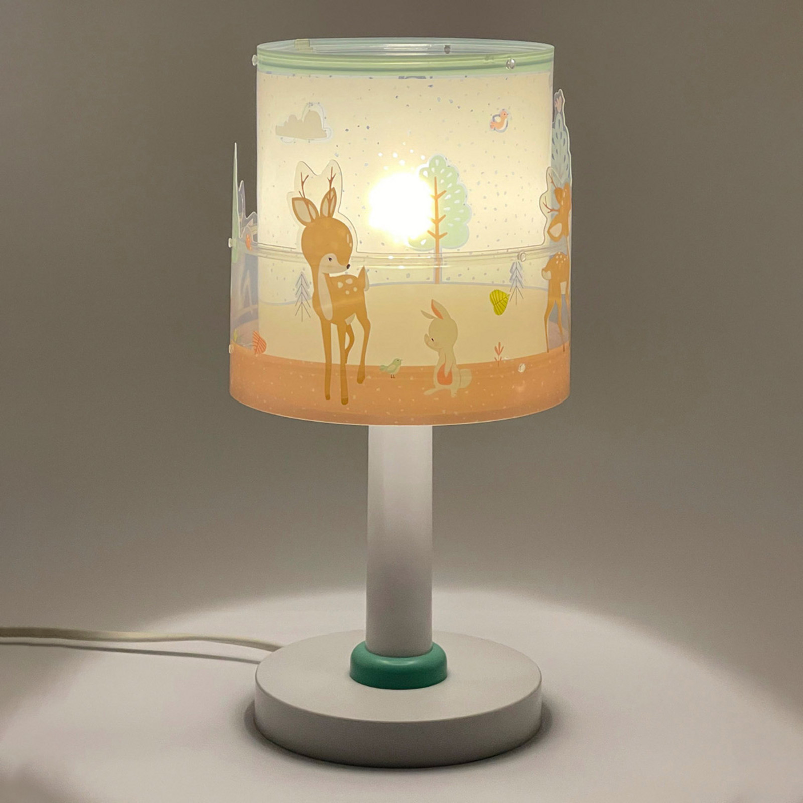 Dalber Lampa de masă pentru copii Loving Deer G4 Ø 15 cm - Camera copiilor - alb roz albastru - Plastic