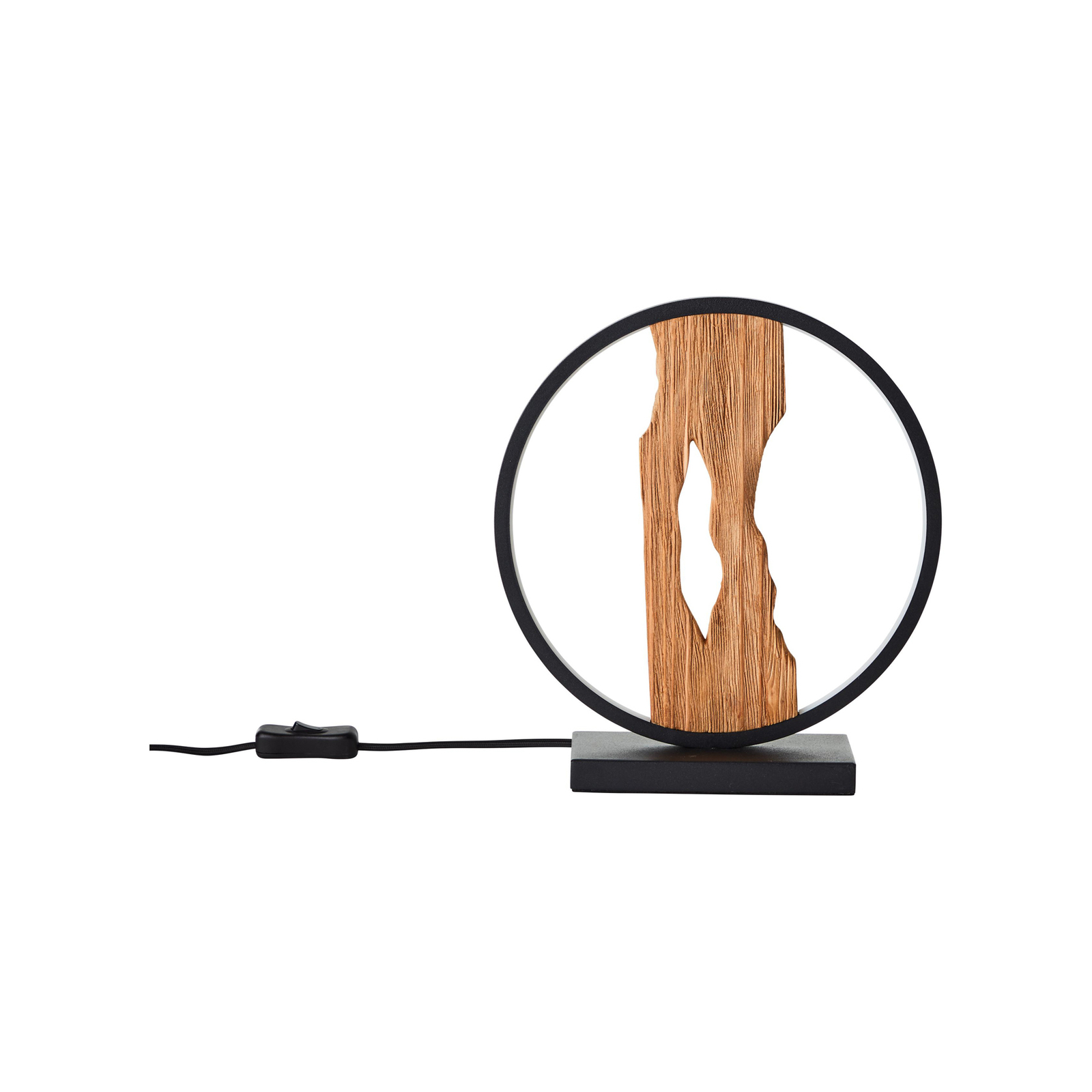 LED настолна лампа Chaumont, дължина 25,8 cm, черно/дърво, светъл цвят