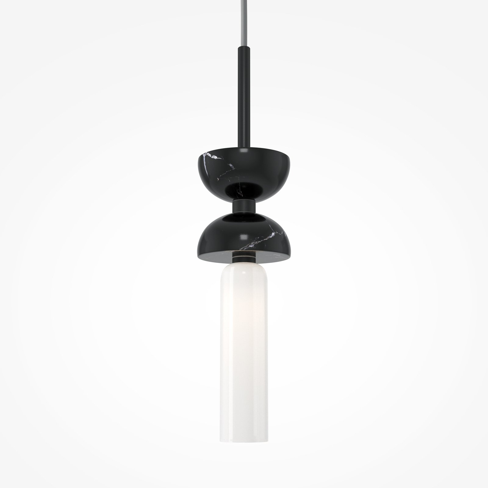 Maytoni suspension Kyoto, noir, Ø 10 cm, marbre, verre