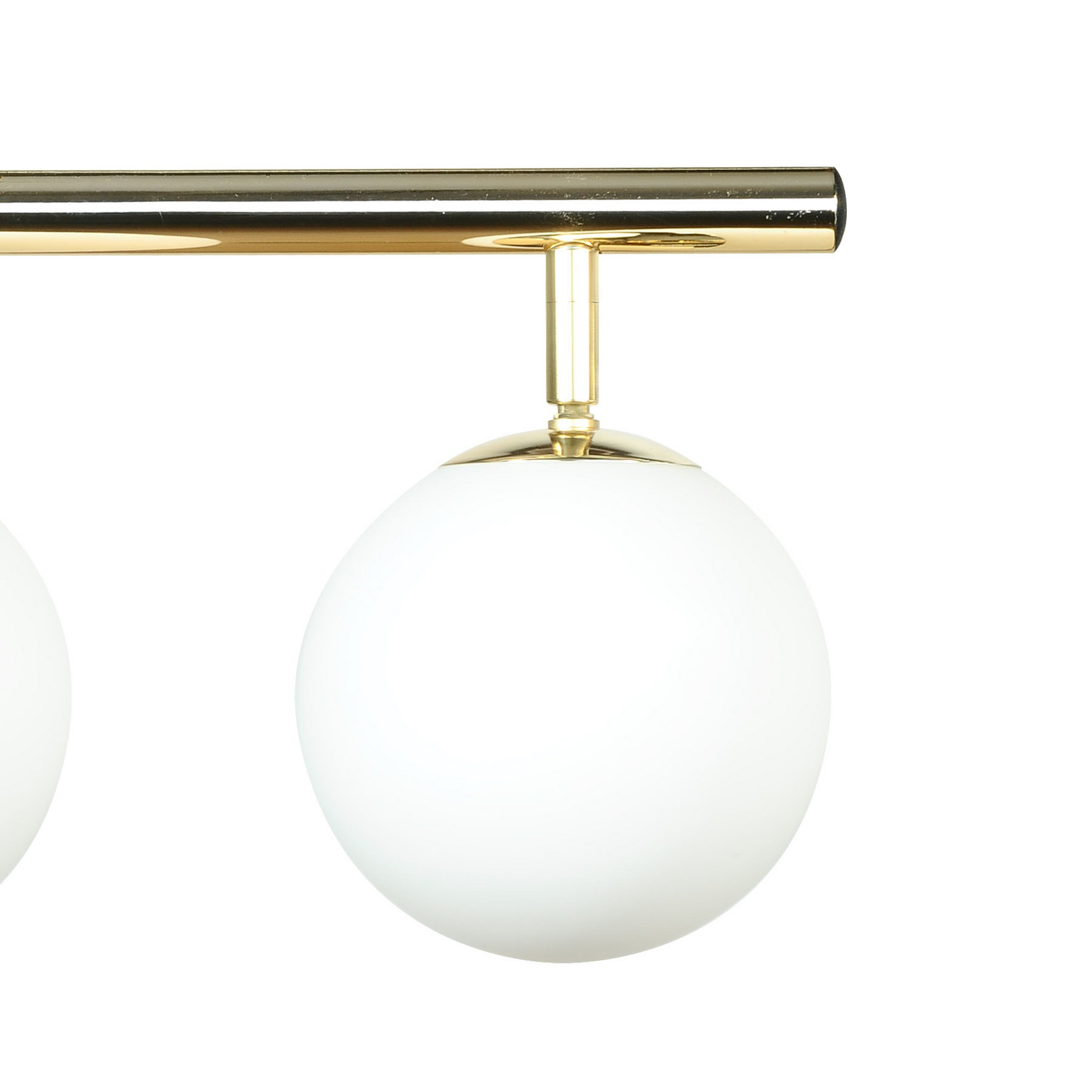 Plafondlamp Drum, goudkleurig, 3-lamps, glas, lengte 46 cm