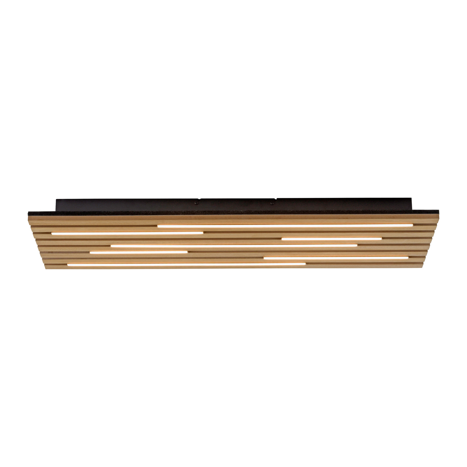 LED plafondlamp Akustik, 80 x 30 cm, naturel hout, metaal