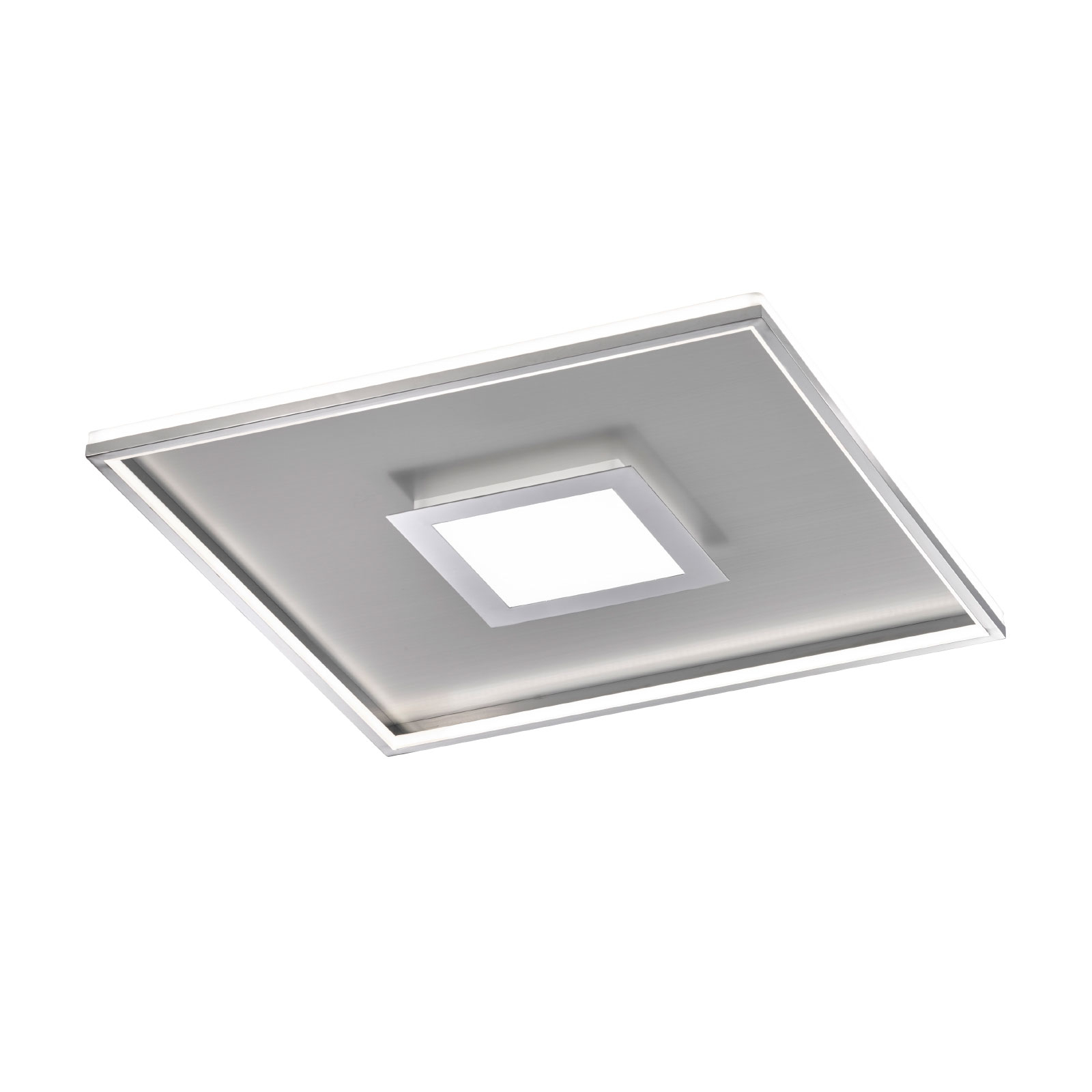 Fischer & Honsel LED ceiling light Zoe square, chrome 60x60cm, for Living / Dining Room, metal, 40 W, energy efficiency: A+, L: 60 cm, W: 60 cm, H: 7.5 cm