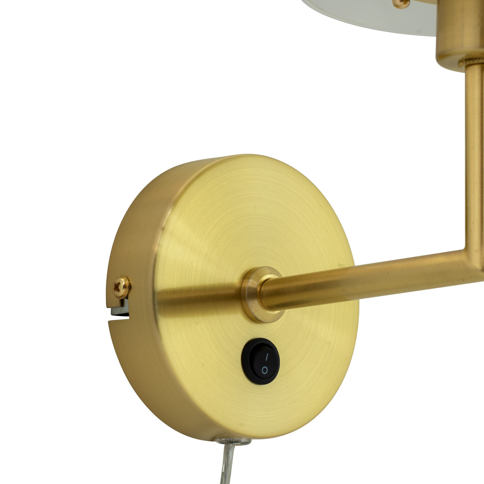 Dyberg Larsen wall lamp DL20, opal/brass-coloured, glass