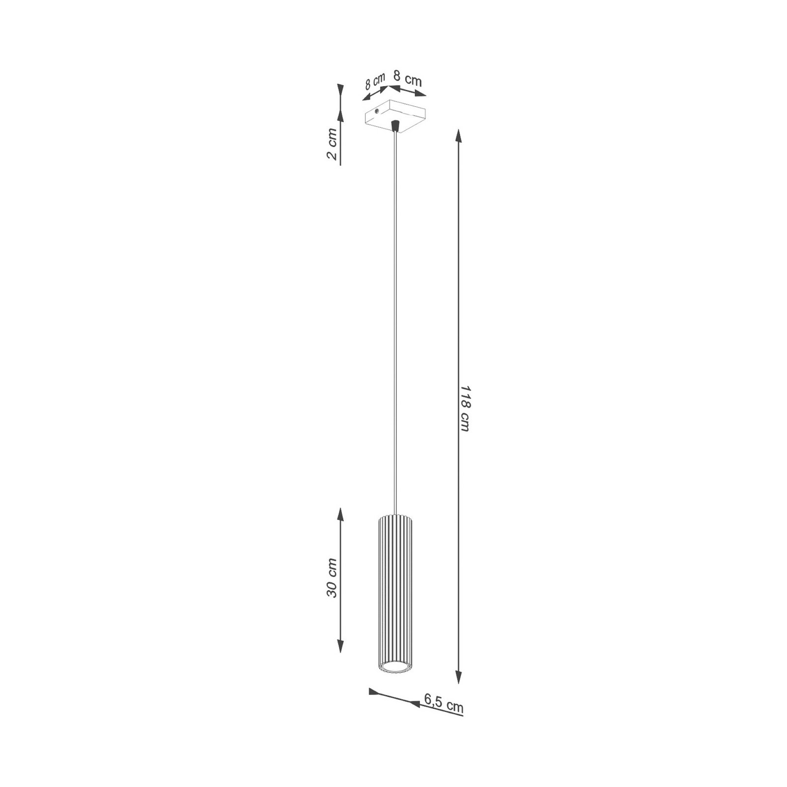Carbon hanglamp, wit, Ø 6 cm, aluminium