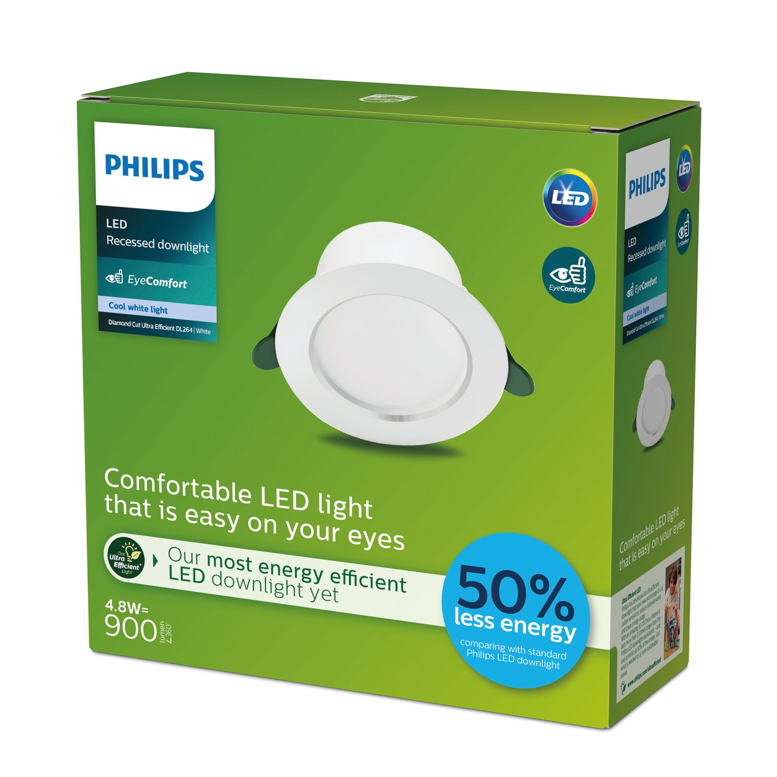 "Philips" deimantinio pjūvio LED taškinis 14,5 cm 900lm/4,8 W 840