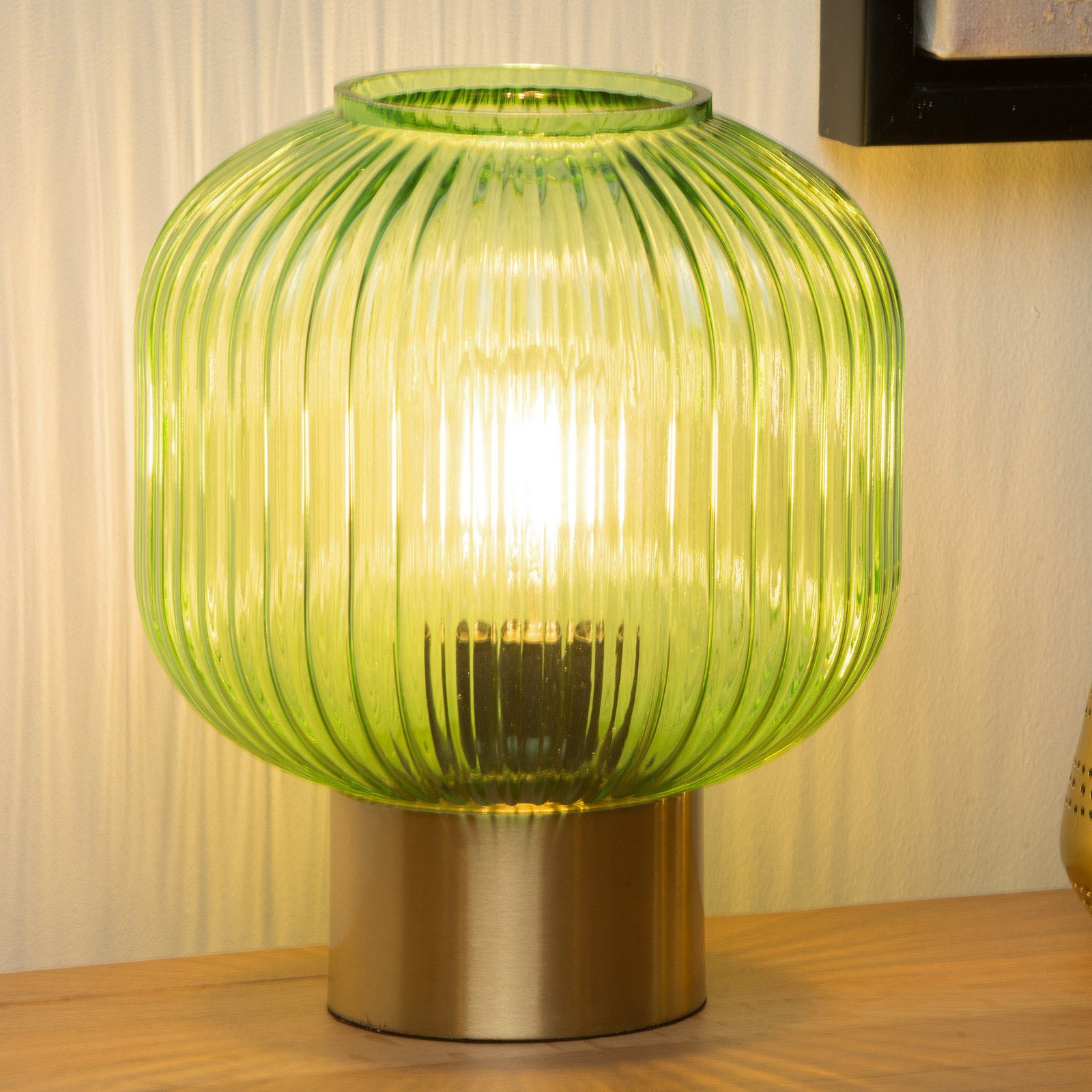 Lucide Lampă de masă din sticlă Maloto verde/galben Ø 20 cm E27 - Camera de zi / sufragerie - verde auriu mat