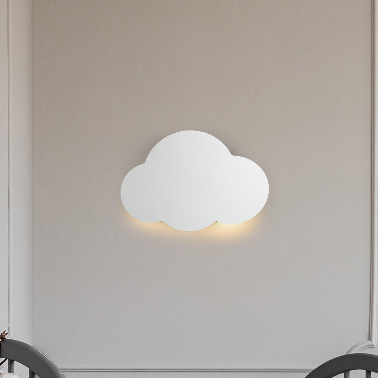 Wandlamp Cloud, wit, staal, indirect licht, 38 x 27 cm