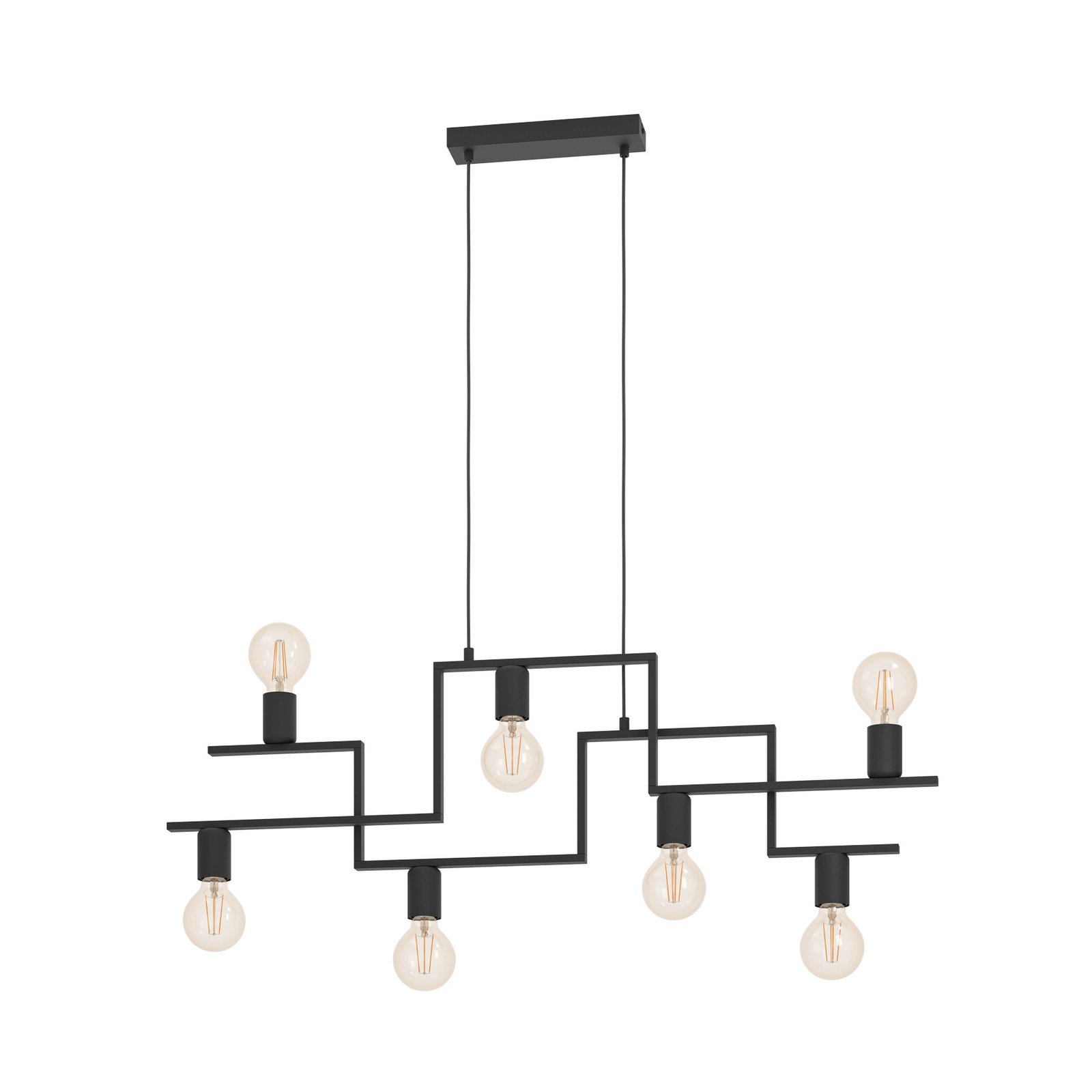 Fembard hanging light in steel, 7-bulb