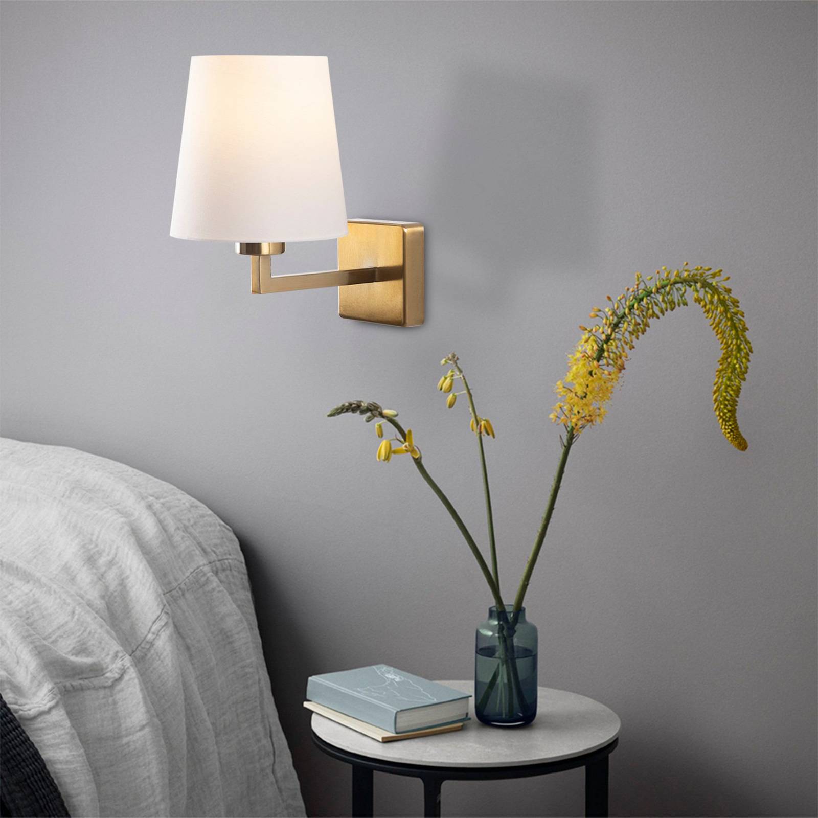 Wandleuchte Profil, gold/weiß, Metall/ Stoff, Höhe 30 cm günstig online kaufen