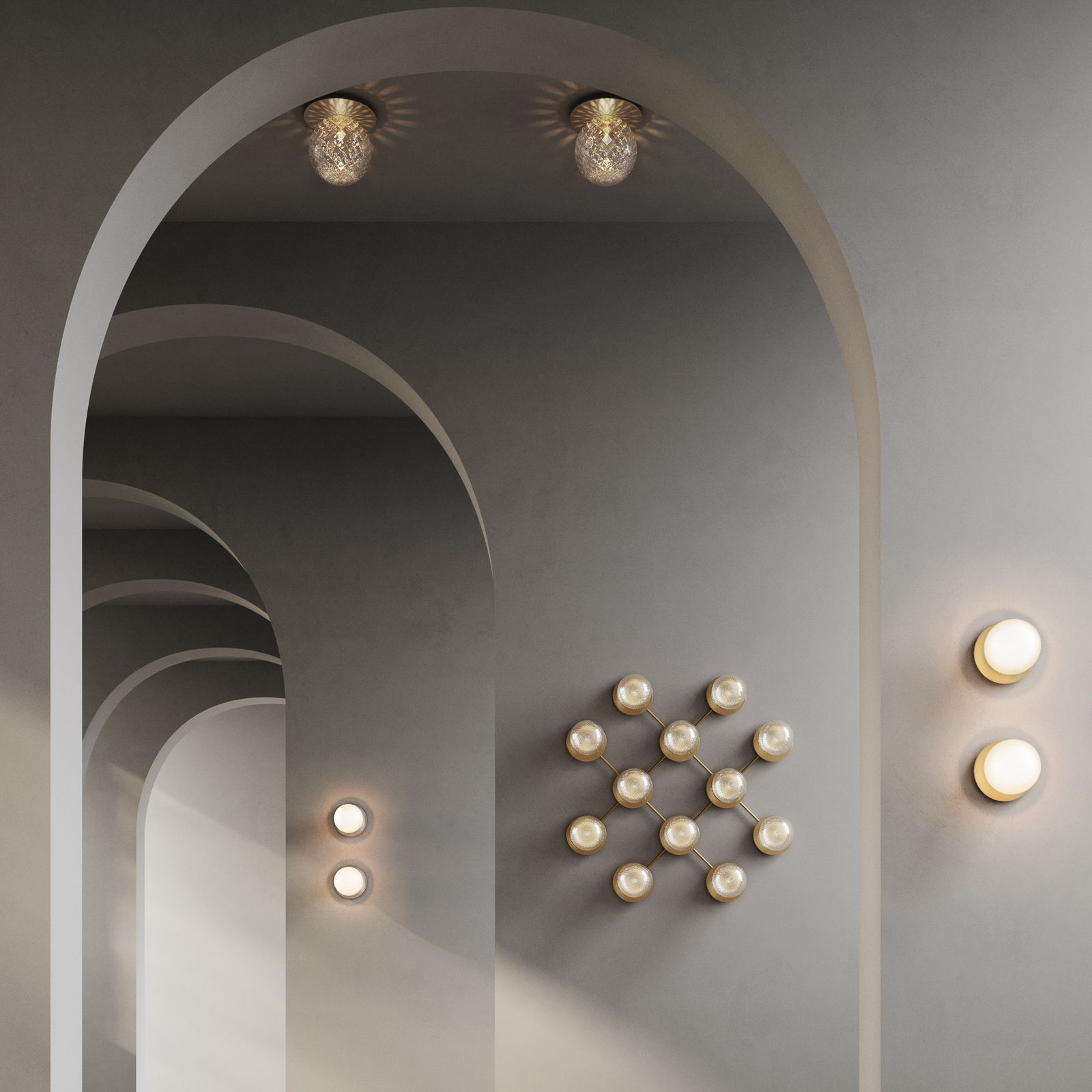 Liila 1 Applique Murale/Plafonnier IP44 Large Nordic Gold/Opal White - Nuura