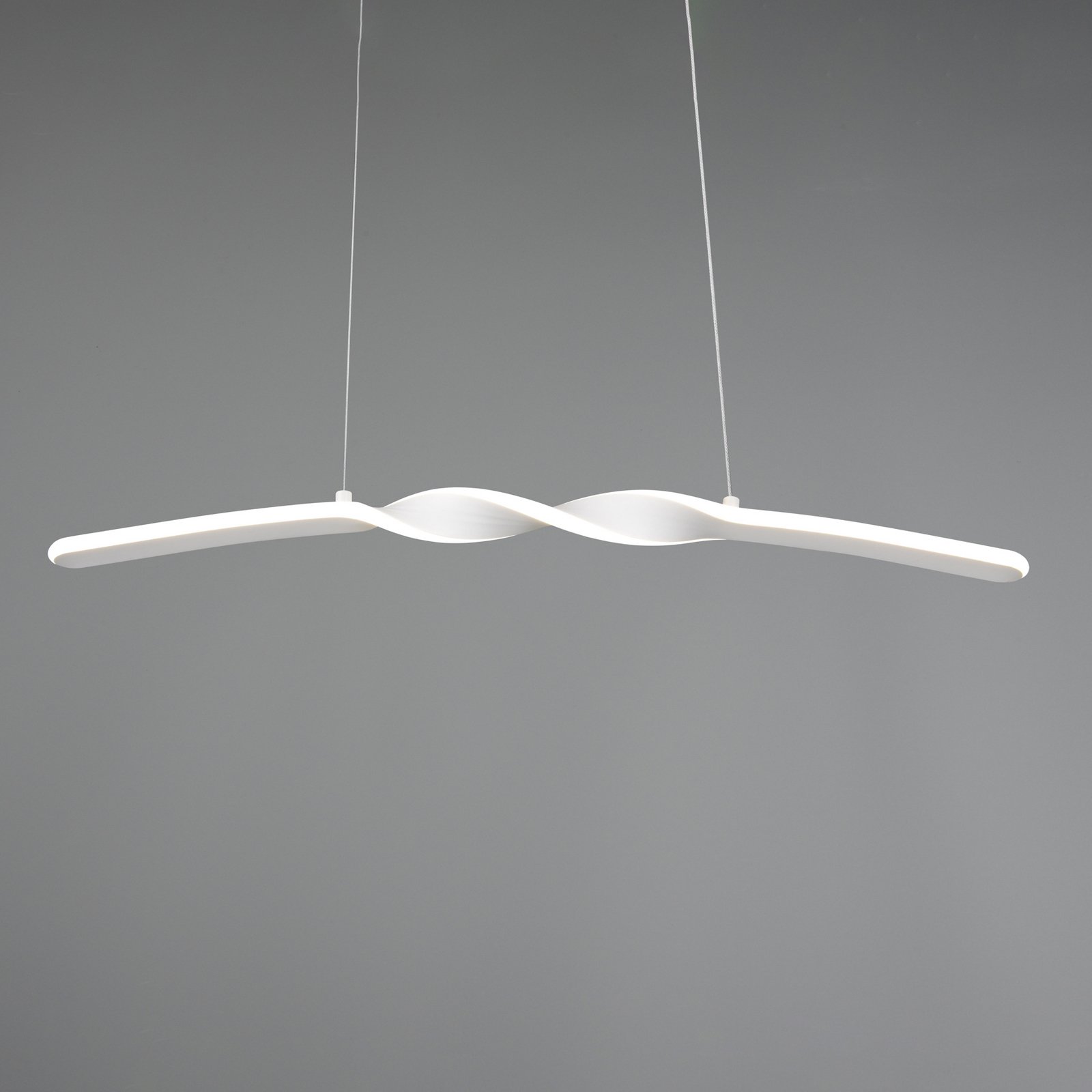 LED-Pendelleuchte Ginko, weiß matt, Metall, Länge 79 cm