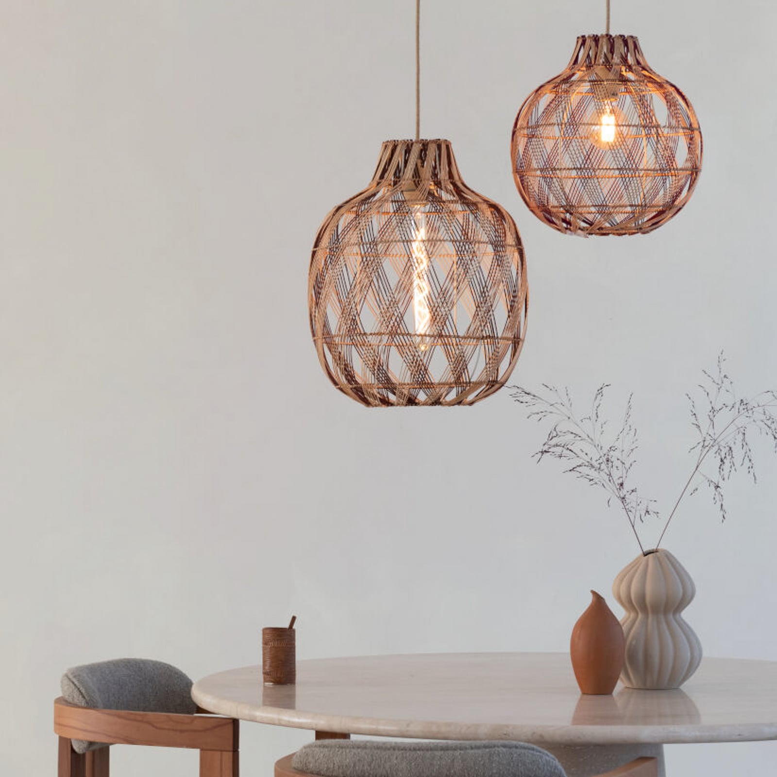 GOOD & MOJO Suspension Mendoza, naturel/rouge, Ø 40 cm, bambou