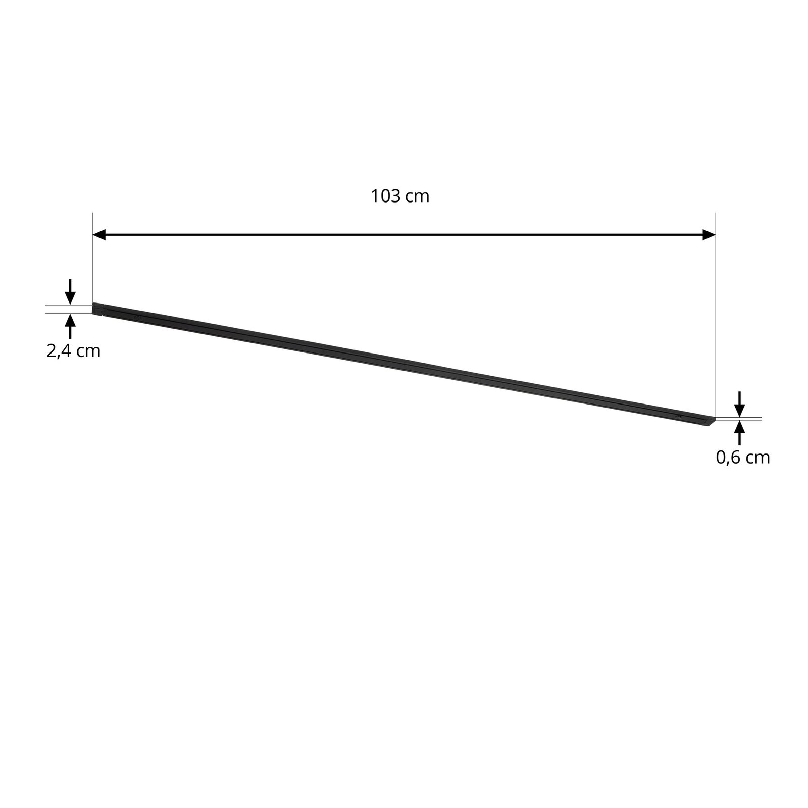 Vodiaca lišta Lindby Lumaro, čierna, hliník, dĺžka 103 cm