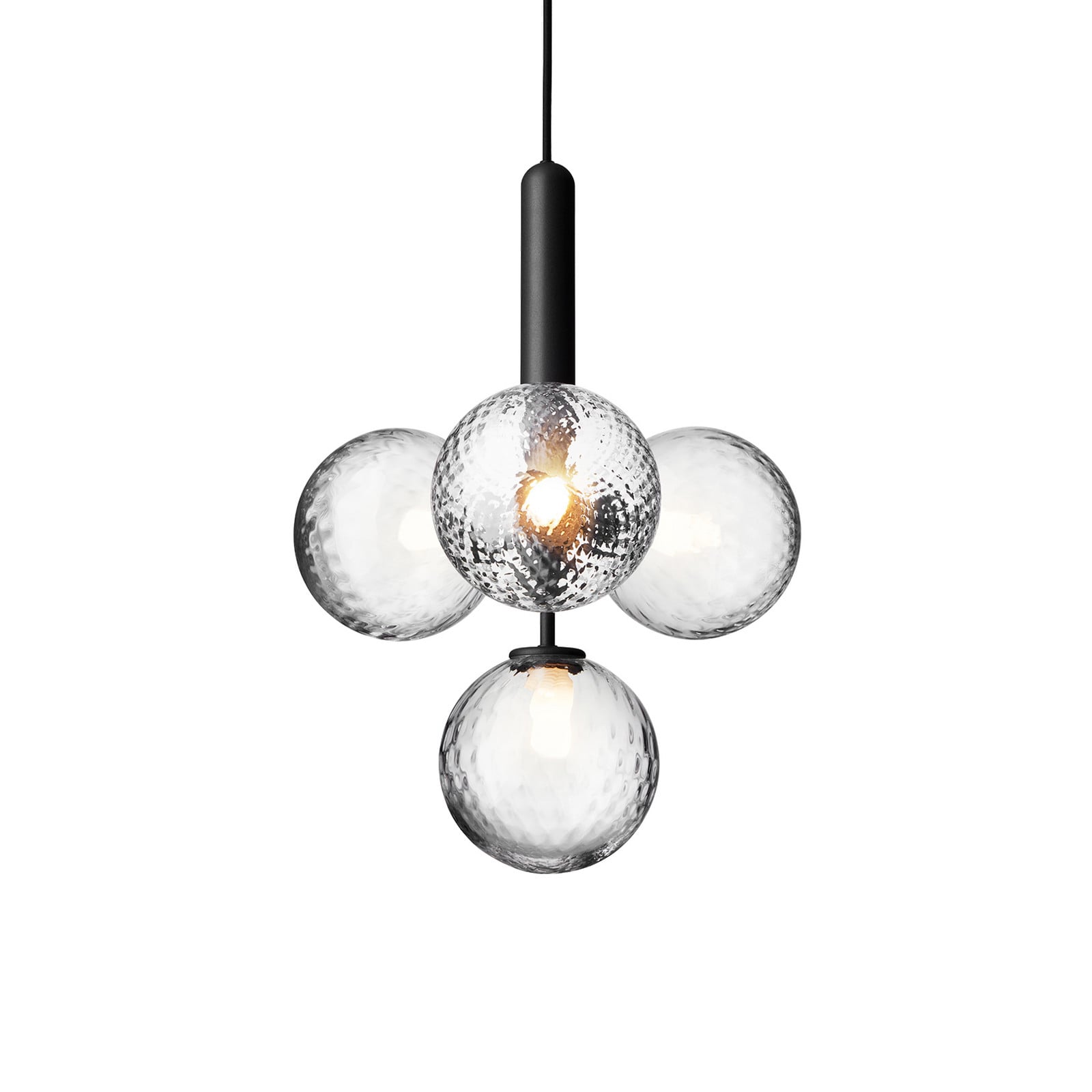 Miira 4 Lysekrone Rock Grey/Optic Clear Nuura Aps - Stue - Design - Glas - Kugle billede