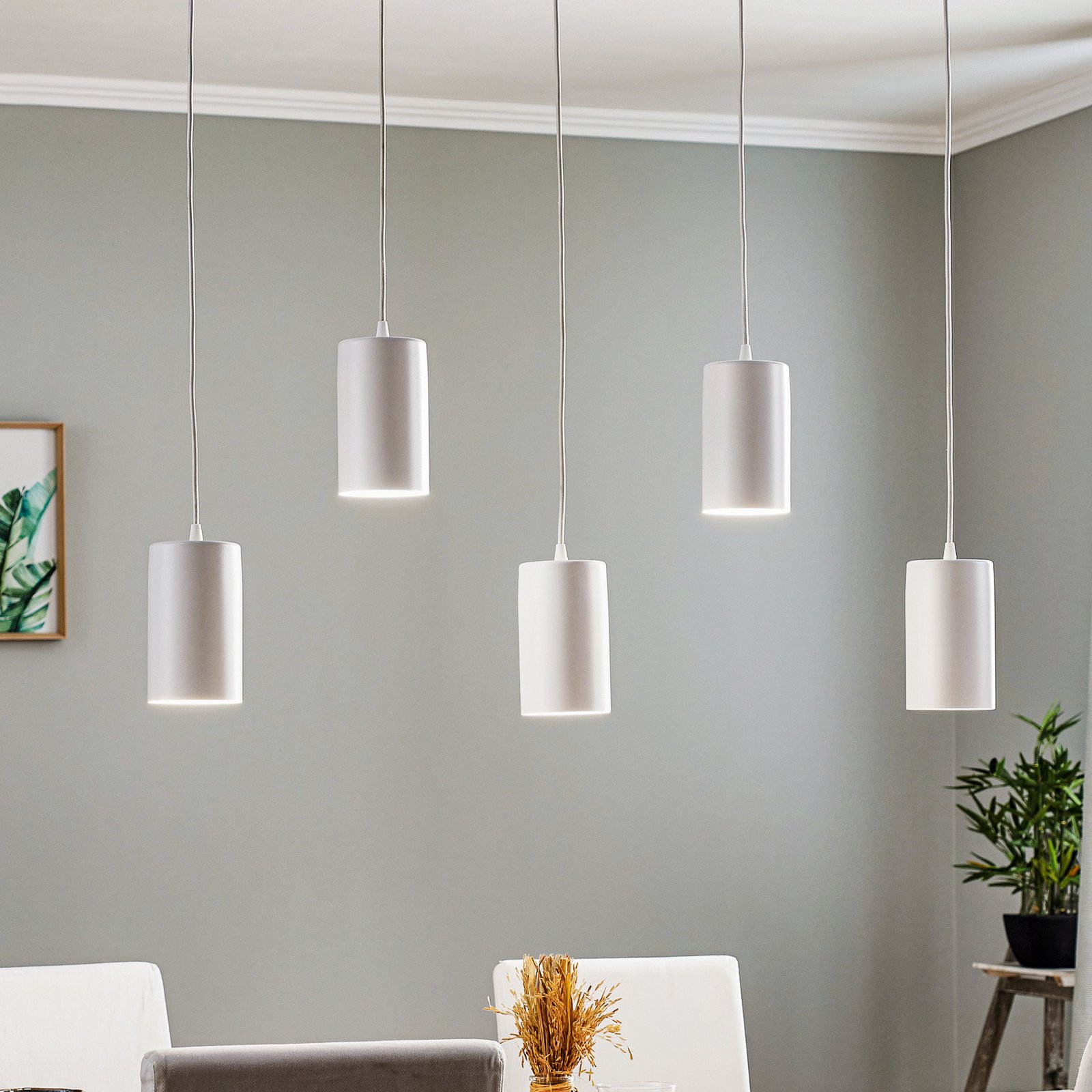 TEMAR LIGHTING Lampă suspendată ZW Tube 170 5 becuri alb - Camera de zi / sufragerie - Modern - Metal