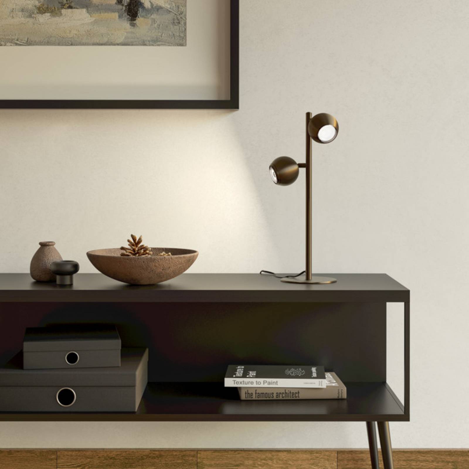 EGLO tafellamp BIMEDA 1, bronskleurig, hoogte 45 cm, 2-lamps.