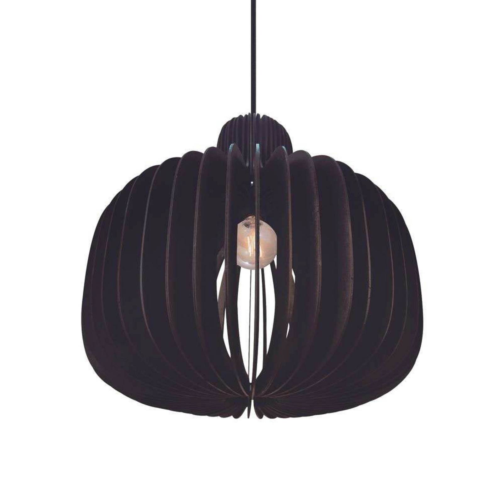 Pendelleuchte Hazo, Ø 43 cm, schwarz, Holz