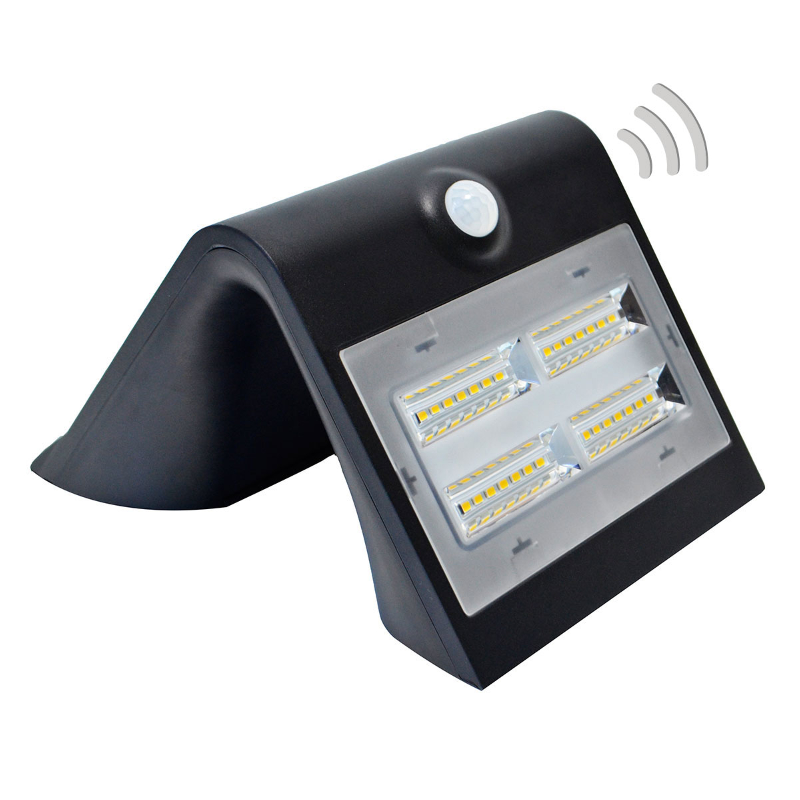 MEGATRON Wave M - LED solar wall light with a sensor, black, polycarbonate, 3.2 W, W: 21.2 cm, H: 11 cm