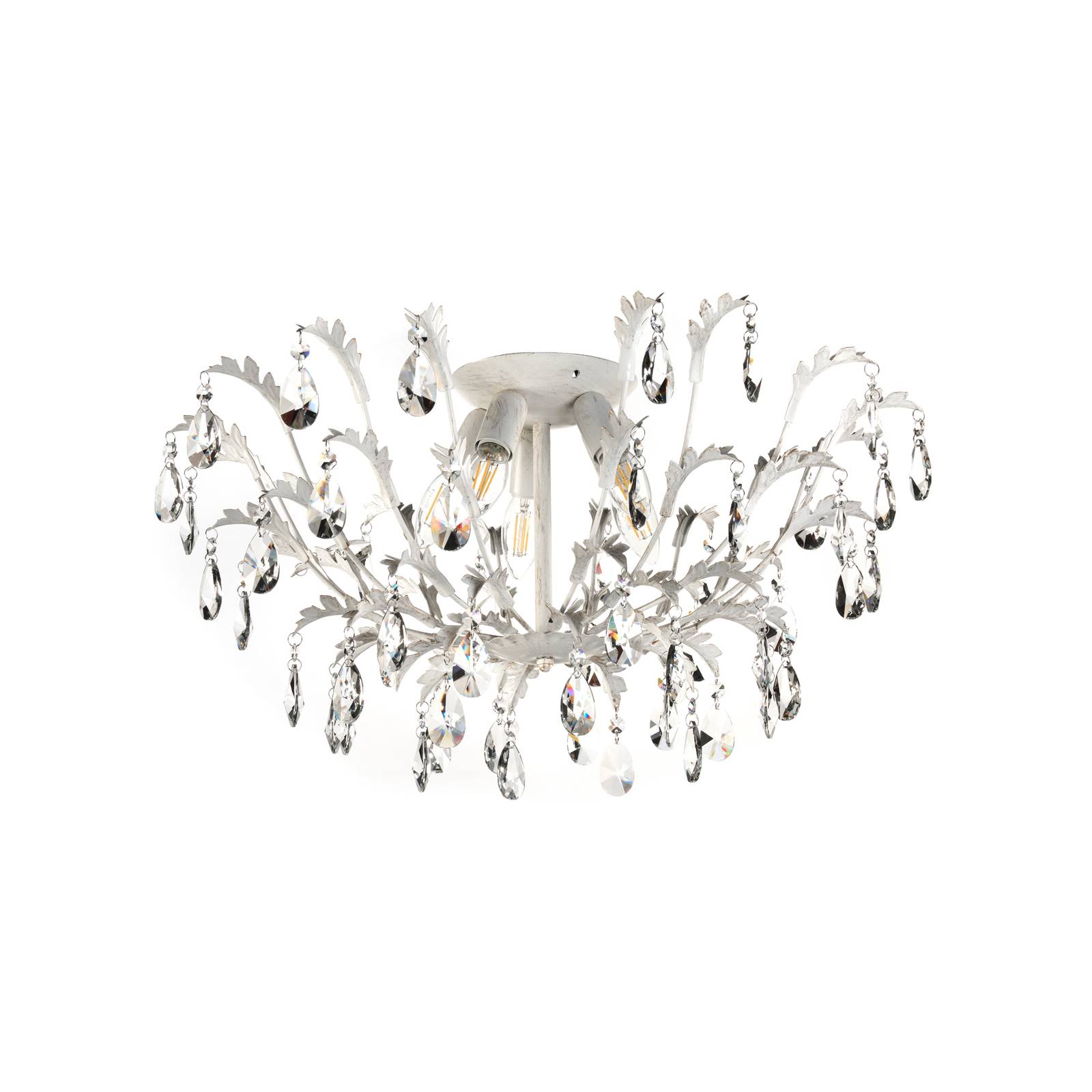 Onli Deckenleuchte Cesta, Fünfflammig Mit Kristallen Elfenbein, Gold