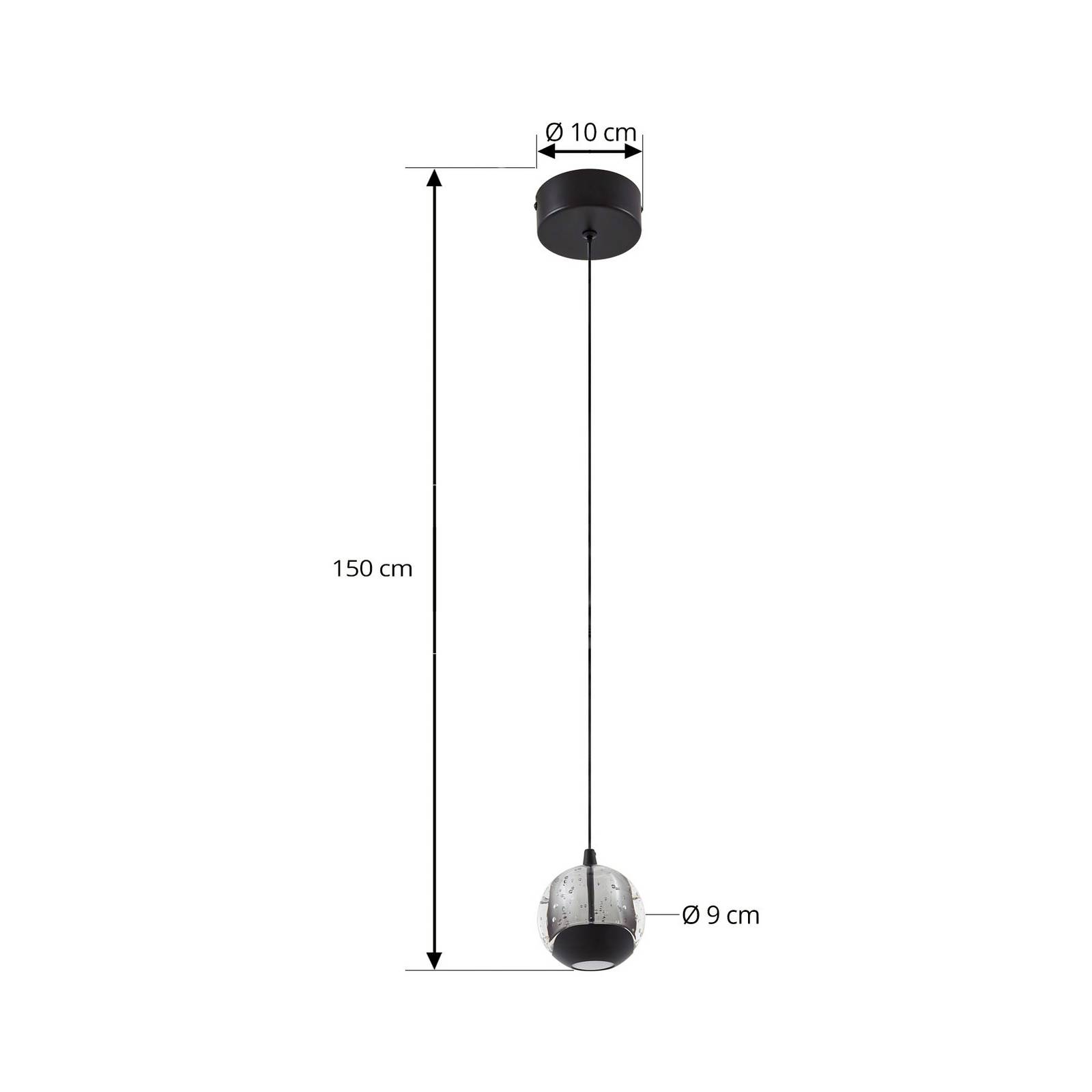 Lucande Lampa wisząca LED Hayley, czarna, 1-punktowa, szkło