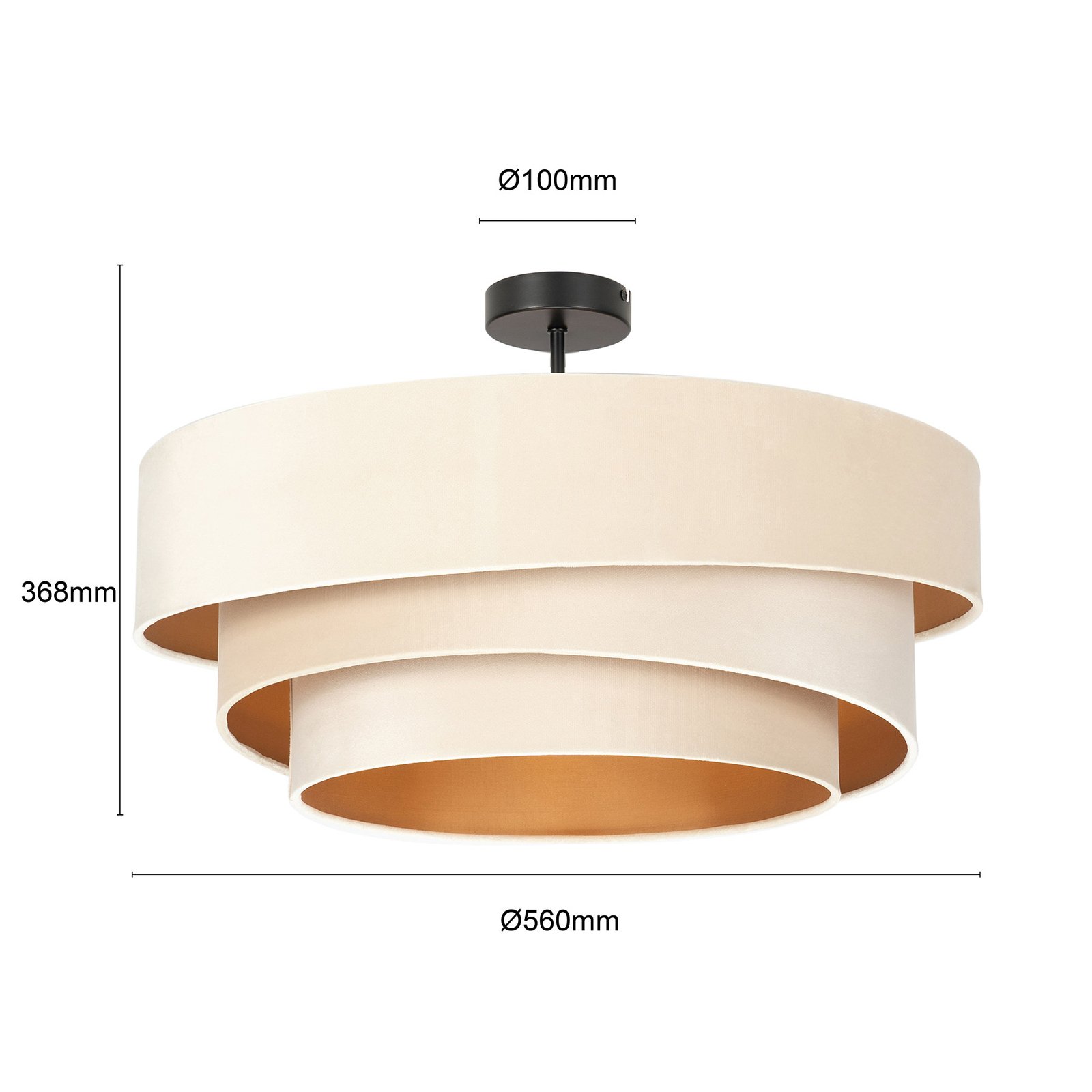 Lindby Jusari plafondlamp, crème, textiel, Ø 56cm