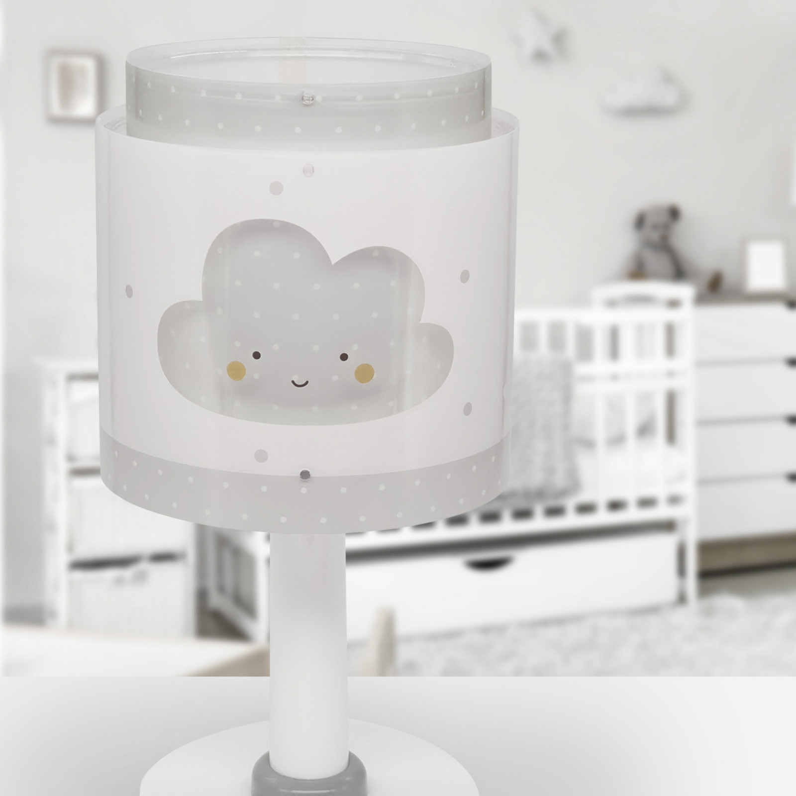 Dalber Lampa de masă pentru copii Baby Dreams gri G4 Ø 15 cm - Camera copiilor - alb gri - Plastic