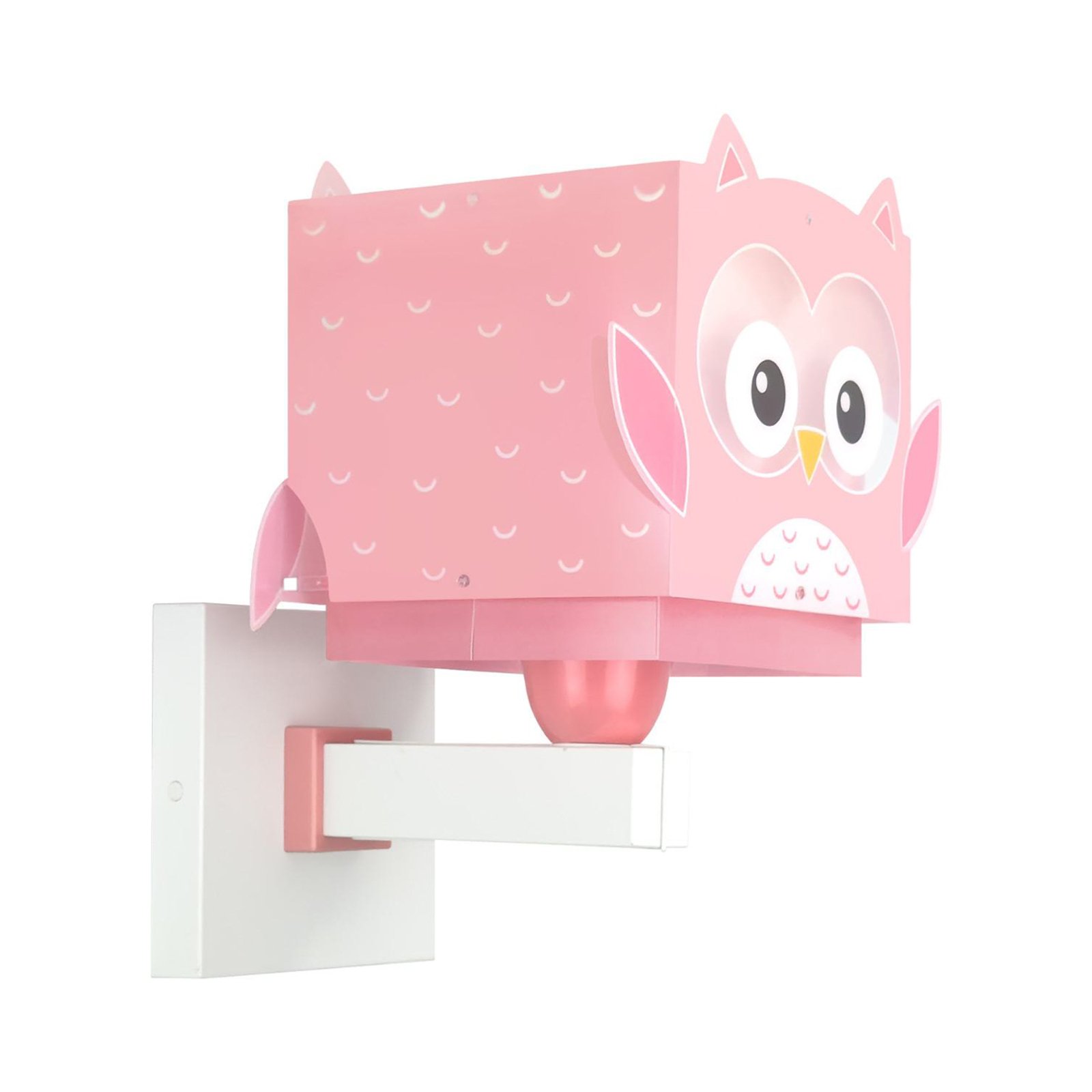 Aplique de pared Dalber Little Owl con enchufe, rosa