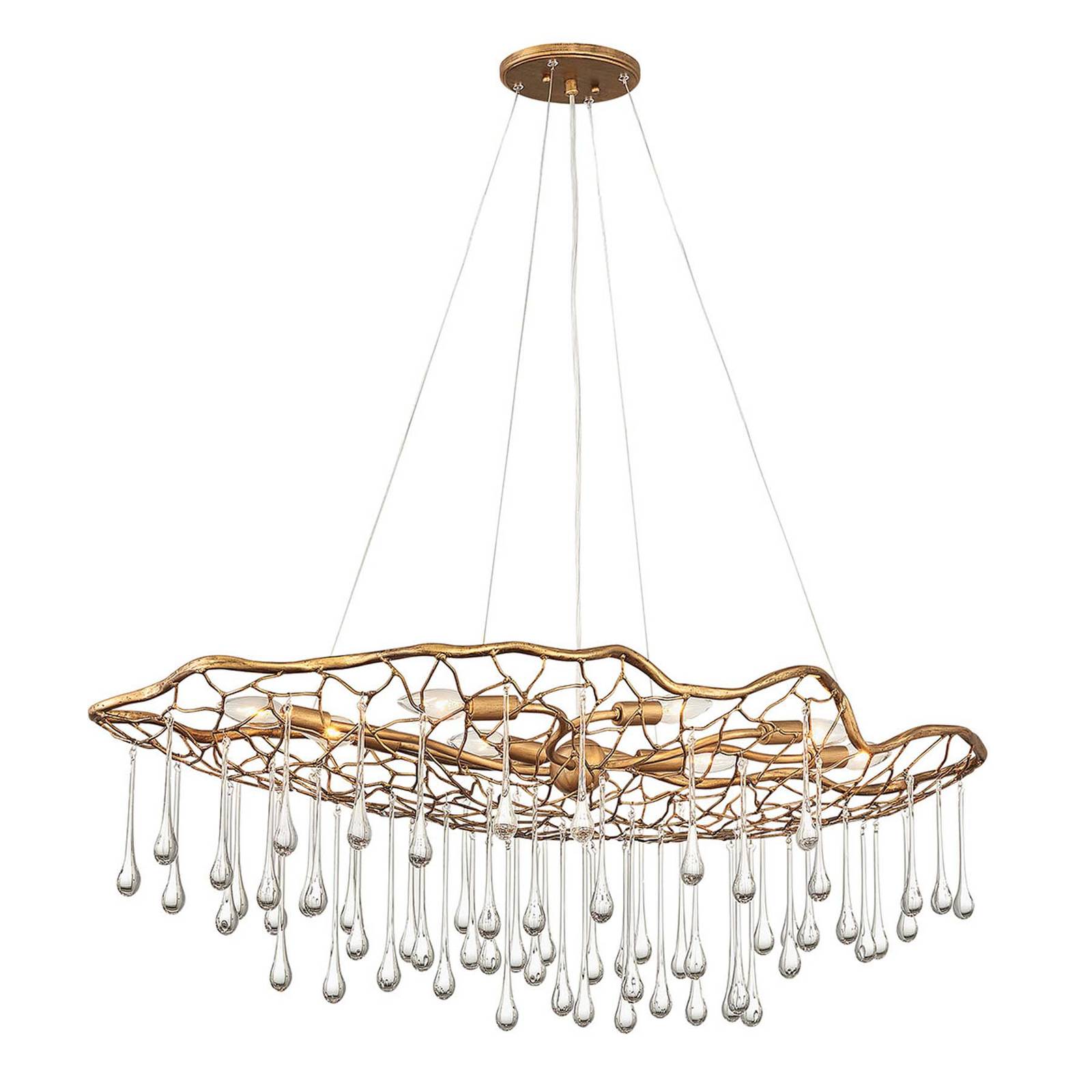 Elstead Lighting QN-LAGUNA-8P QUINTIESSE Kronleuchter Laguna E14 8x40W Stahl Gold brüniert L406cm H369cm B1067cm dimmbar höhenverstellbar