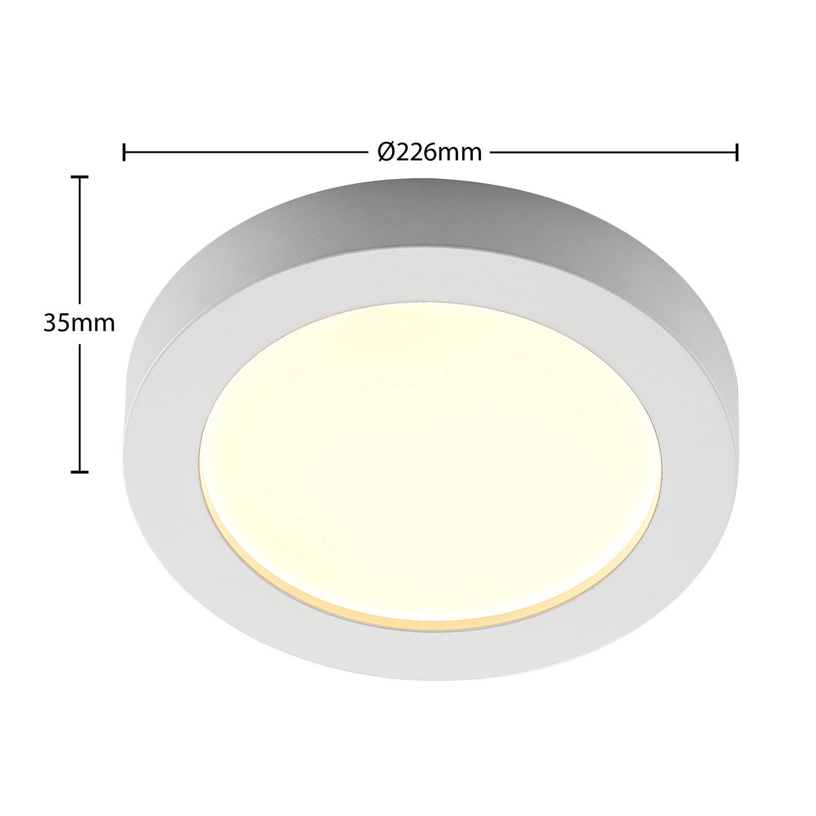 Prios lampa sufitowa LED Edwina, biała, 22,6 cm, ściemniana