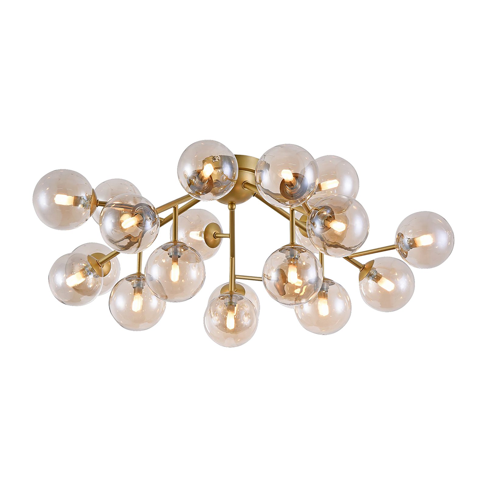 Maytoni Dallas loftlampe, 20 glaskugler, guld