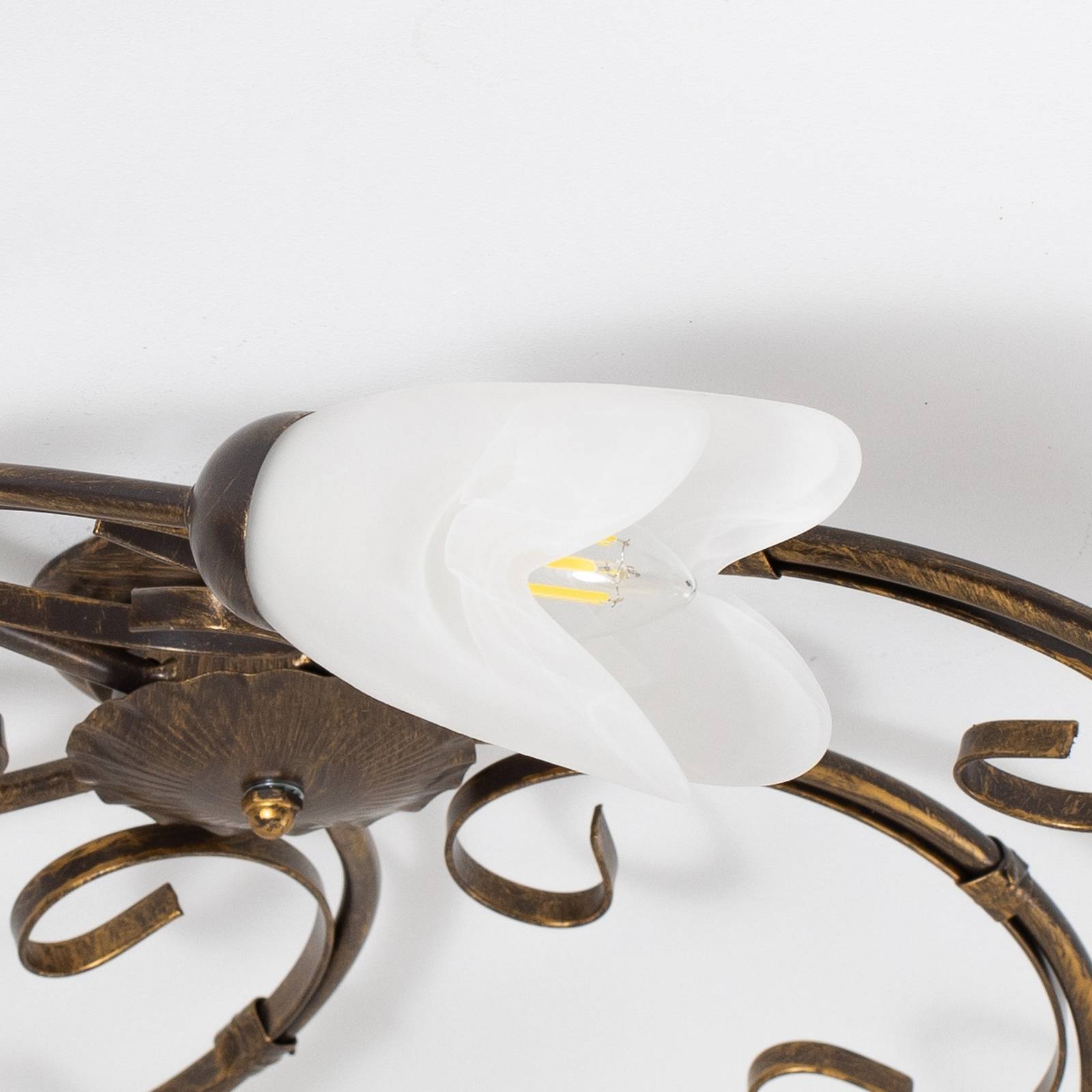 Lampa sufitowa Odino, 5-punktowa, kolor brązowy, metal, szkło