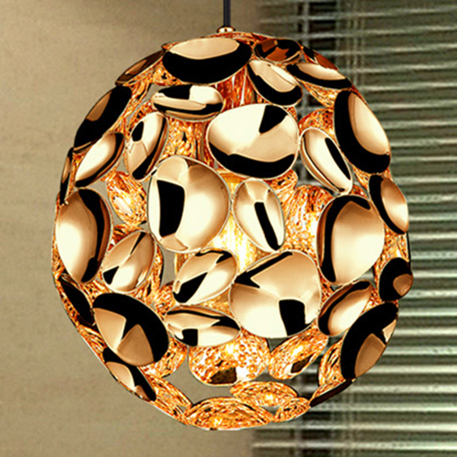 Suspension LED Narisa Ø 18 cm doré rosé/brune