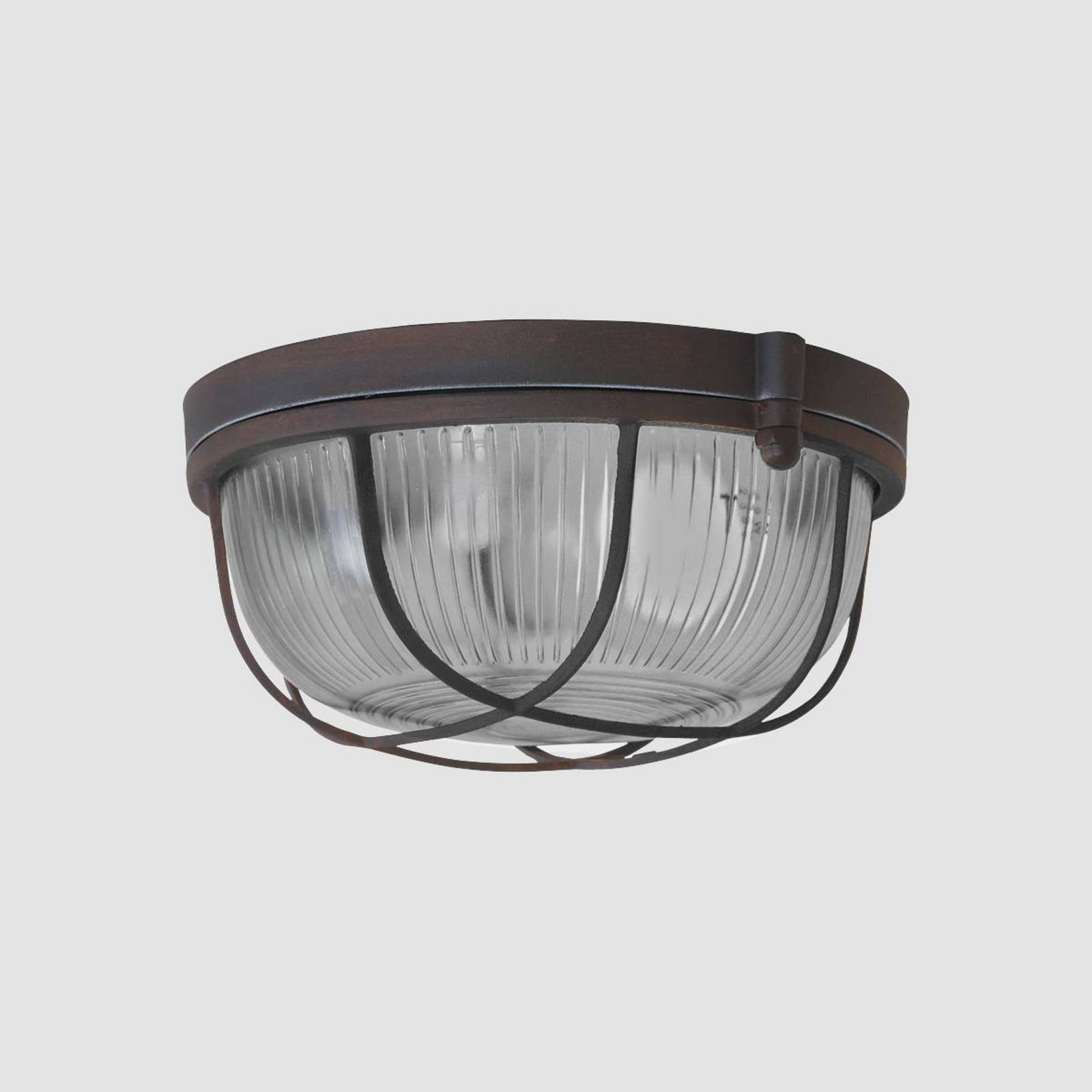 Deckenleuchte Lisanne, braun, Ø 17 cm, Metall, Glas, E27 günstig online kaufen