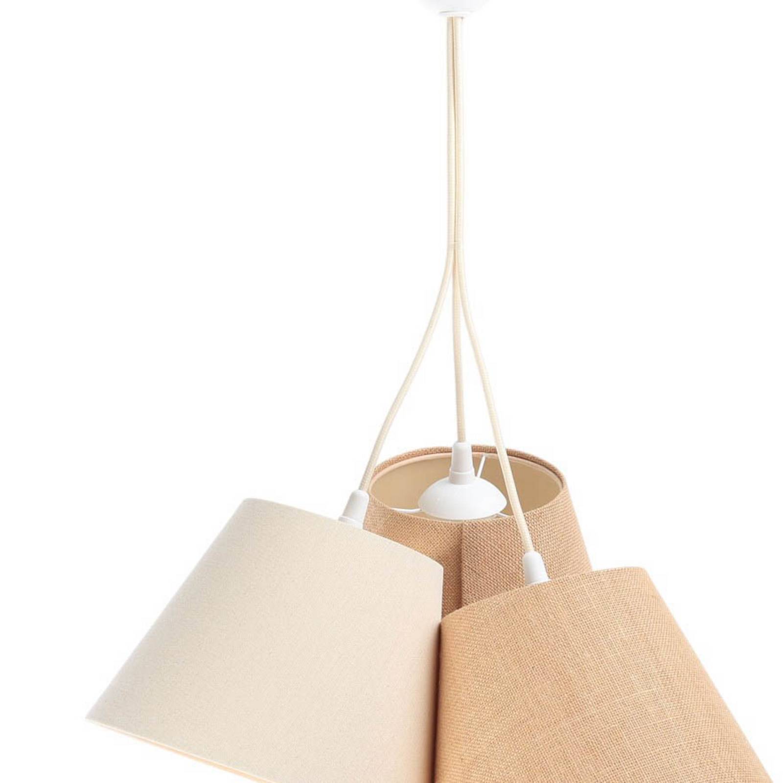 Lampa wisząca Boho, 3-punktowa, kremowy/beżowy, juta