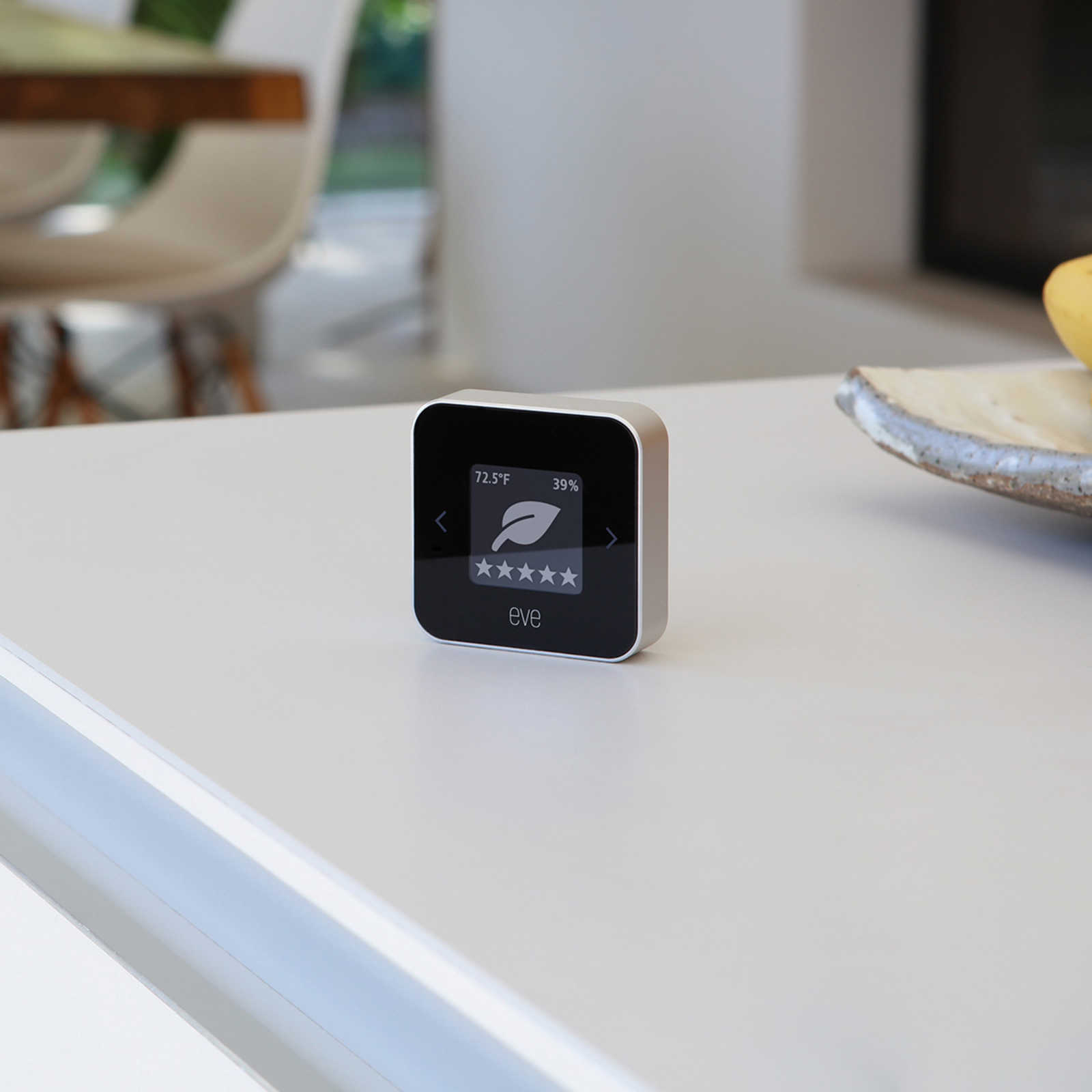 EVE Eve Room air-conditioning and air quality monitor, aluminium, E-Ink display, W: 5.4 cm, H: 5.4 cm