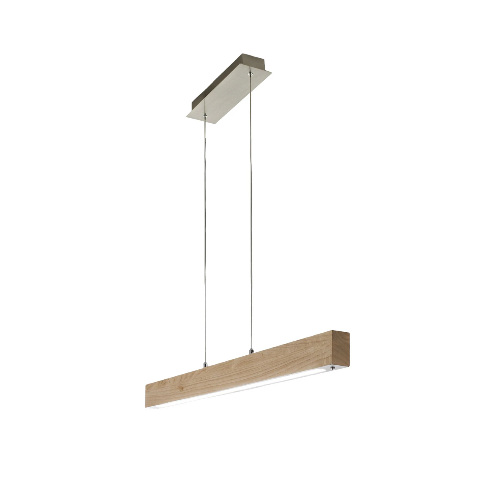 Lampada a sospensione Badia LED, touch dimmer, legno di quercia, lunghezza
