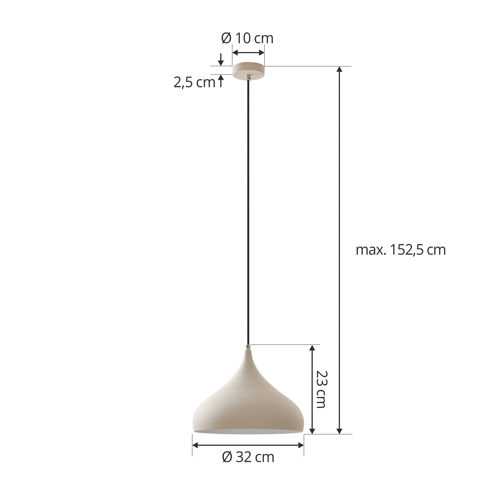 Hanglamp Lucande Niamara, beige, aluminium, Ø 28 cm