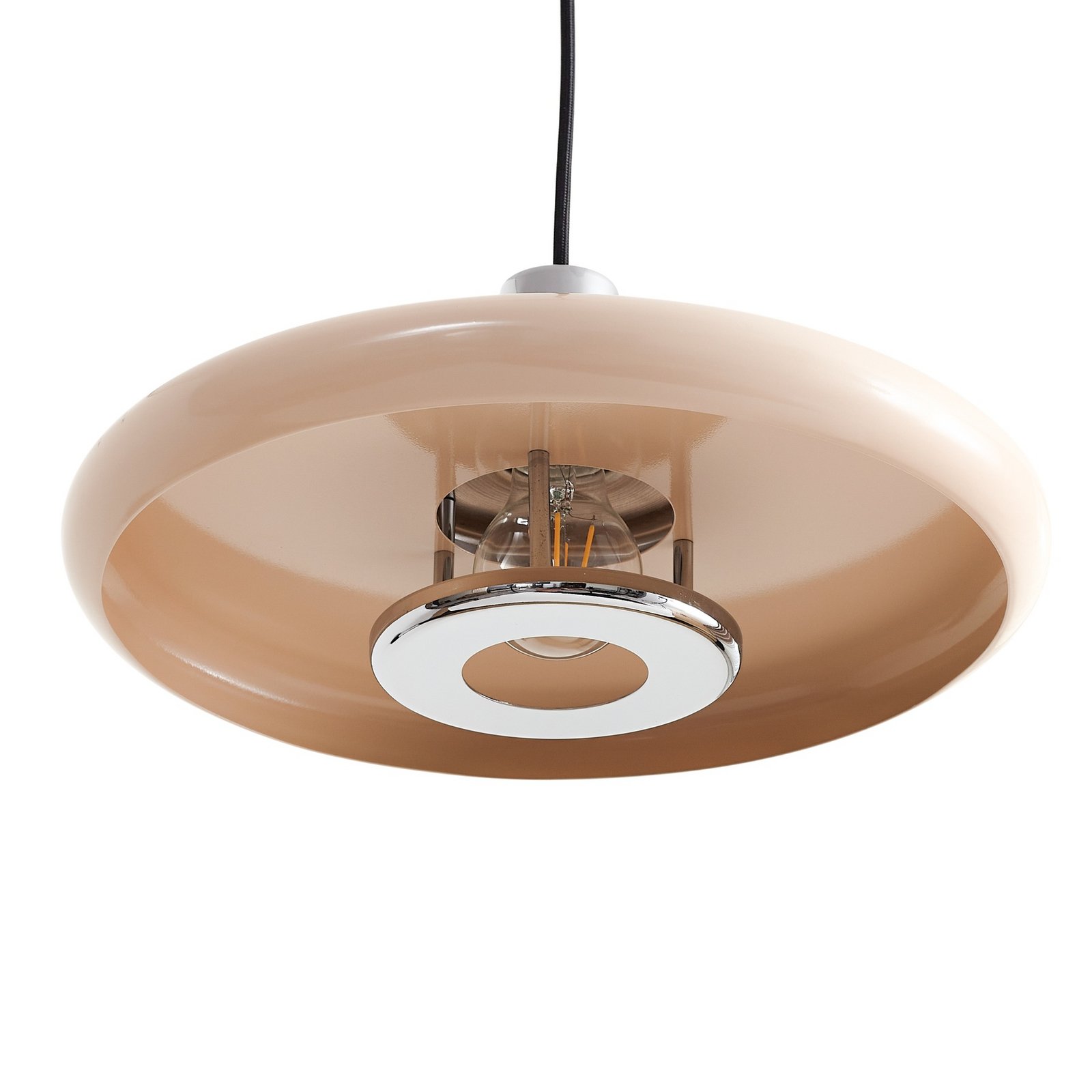 Branford hængelampe, retro, Ø 35 cm, beige, metal - Lindby