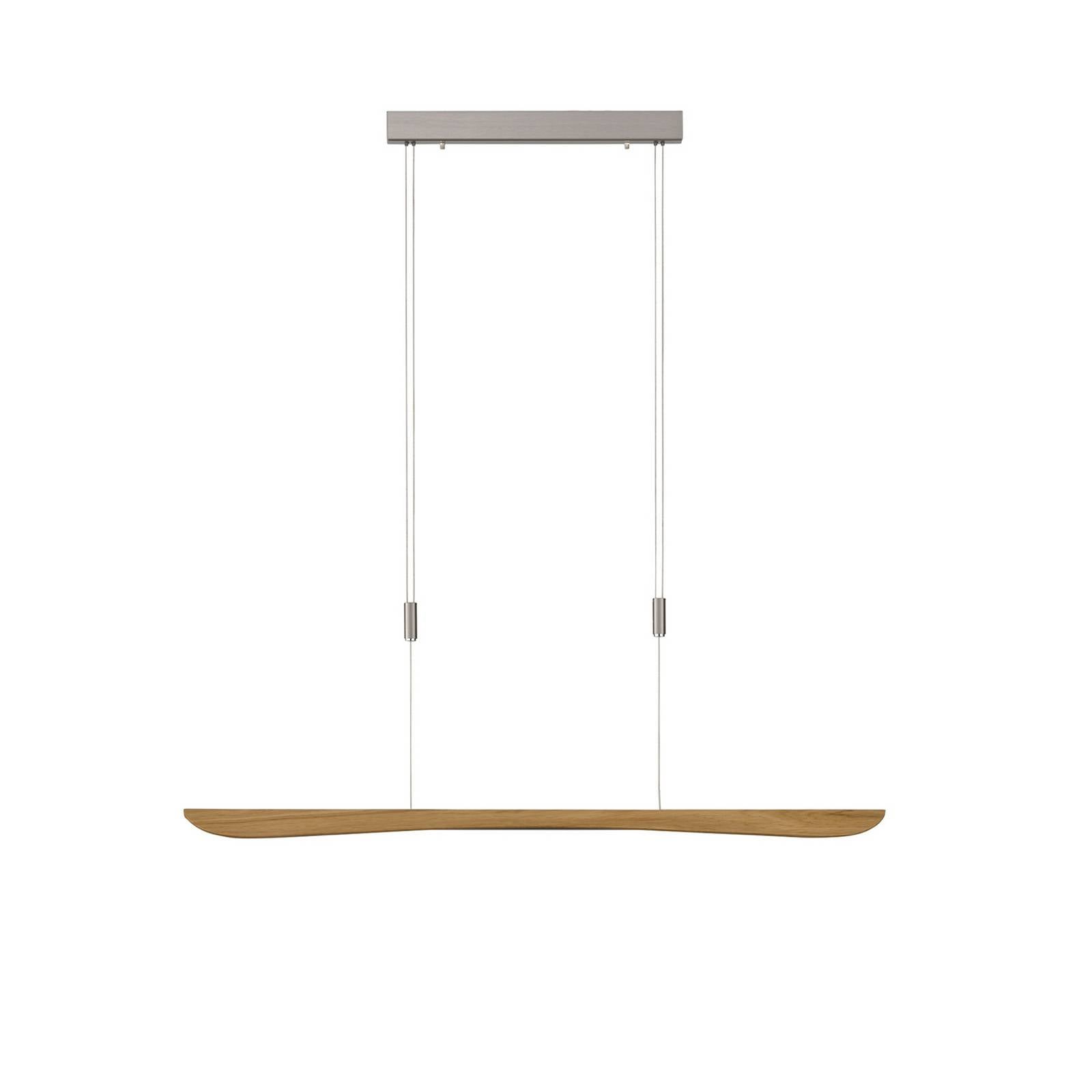 Lucande Hiba LED-Pendellampe eiche natur 118 cm - eiche natur nickel matt
