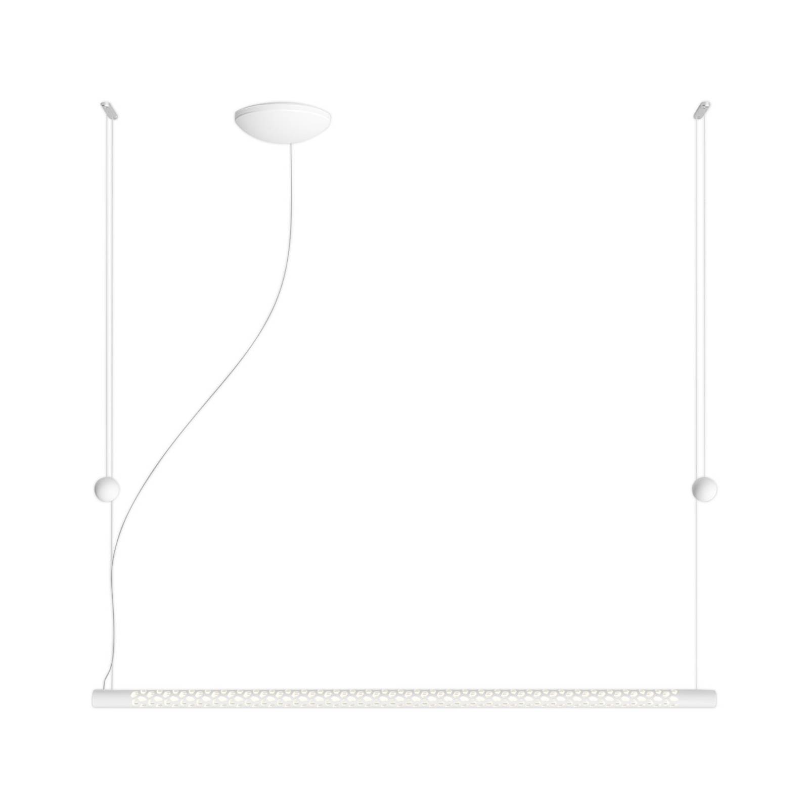 rotaliana - squiggle h8 lampa wisz?ca bia?a 140cm, do salonu / jadalni, aluminium, 36w, d?. 140 cm