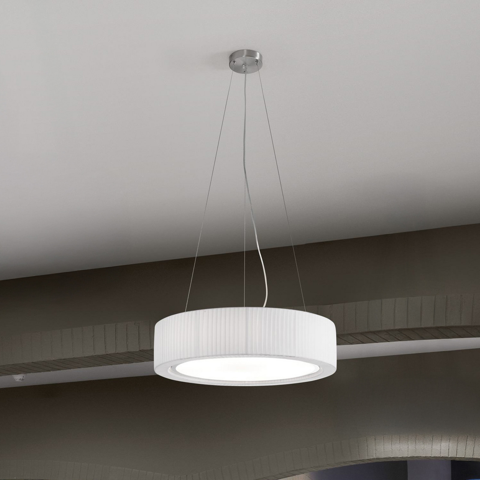 Plafonieră Bover Urban argintiu/alb Ø 60 cm - Camera de zi / sufragerie - design - argintiu alb - Țesătură / Textil