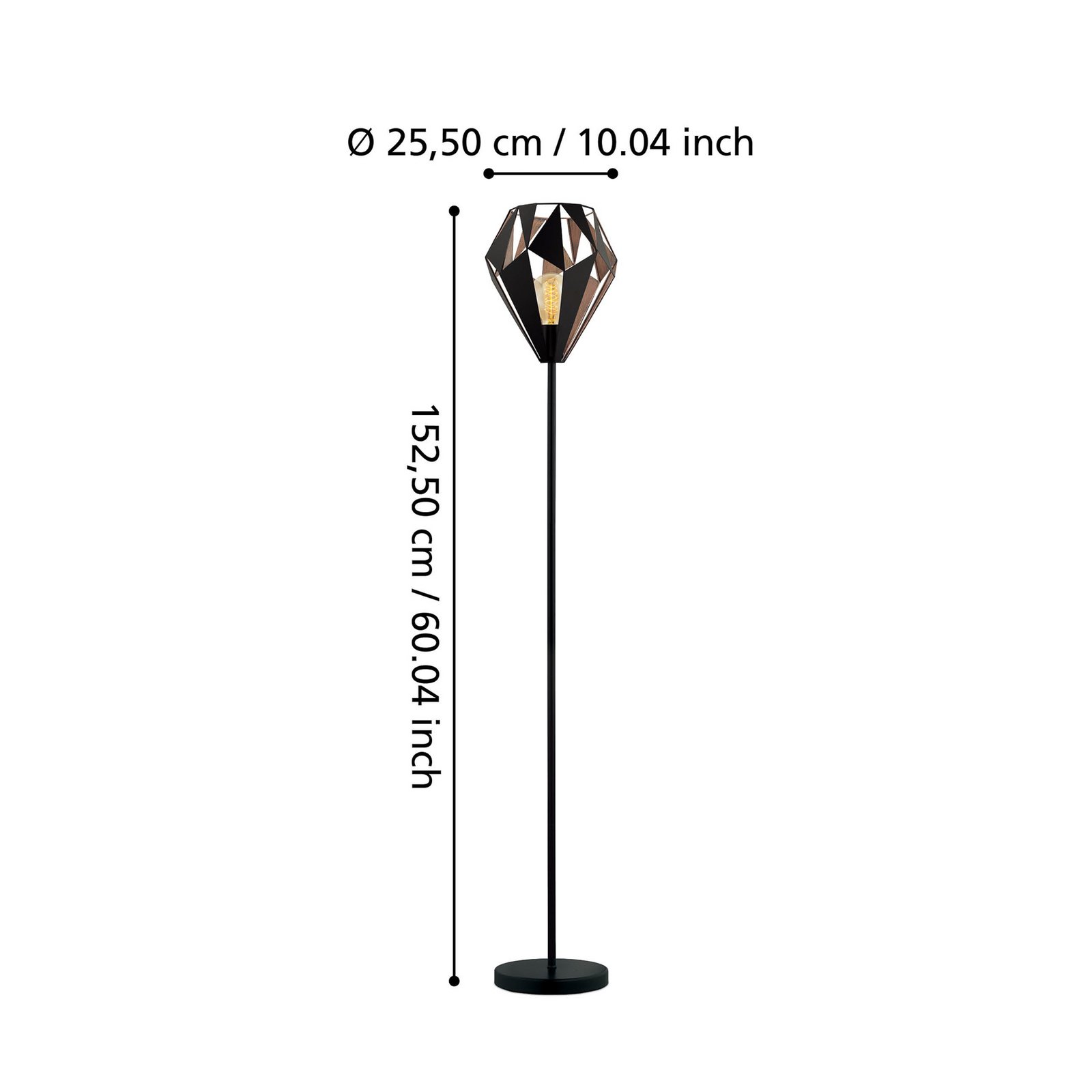 Carlton floor lamp made of steel, black/copper