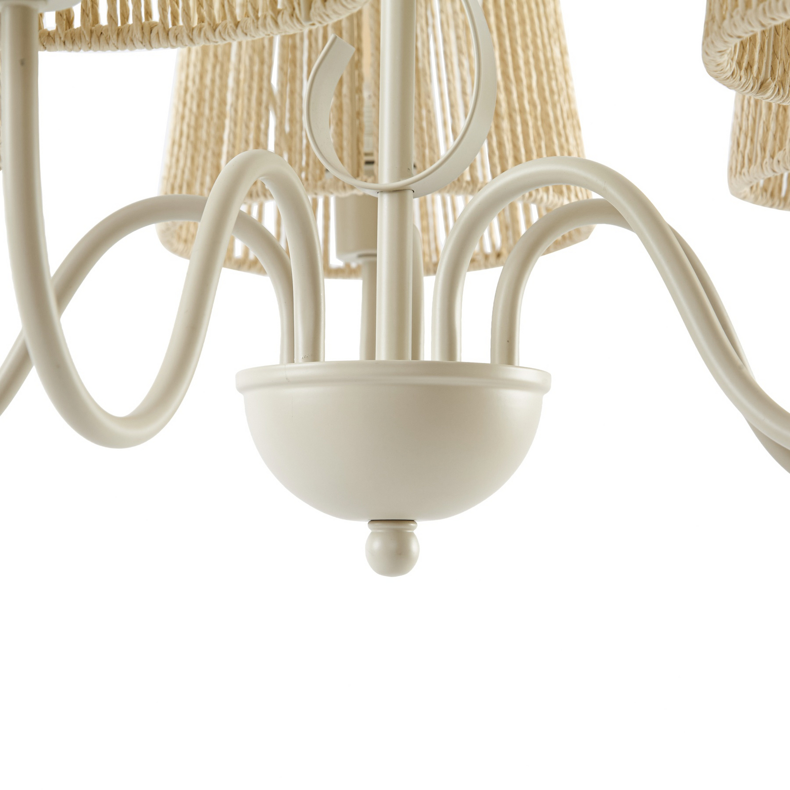 Lucande Eugenia -kattokruunu, 5-lamppuinen, köysi, halkaisija 65 cm, beige Lucande Eugenia -kattokruunu, 5-lamppuinen, köysi, halkaisija 65 cm, beige