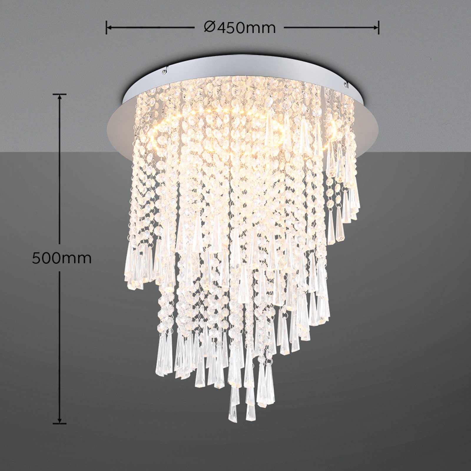 Plafonieră cu LED Pomp Ø 45 cm crom acrilic/metal CCT
