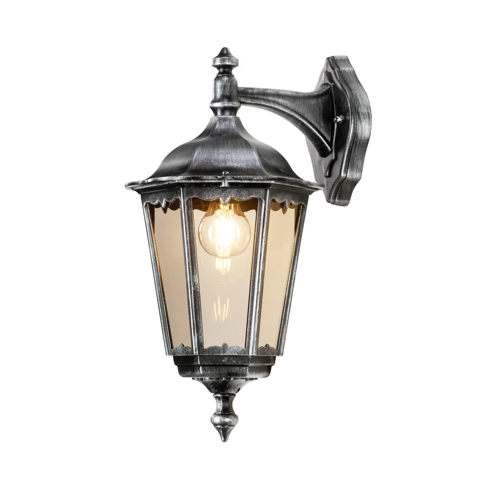 Außenwandlampe 1111 Laterne hängend schwarz-silber