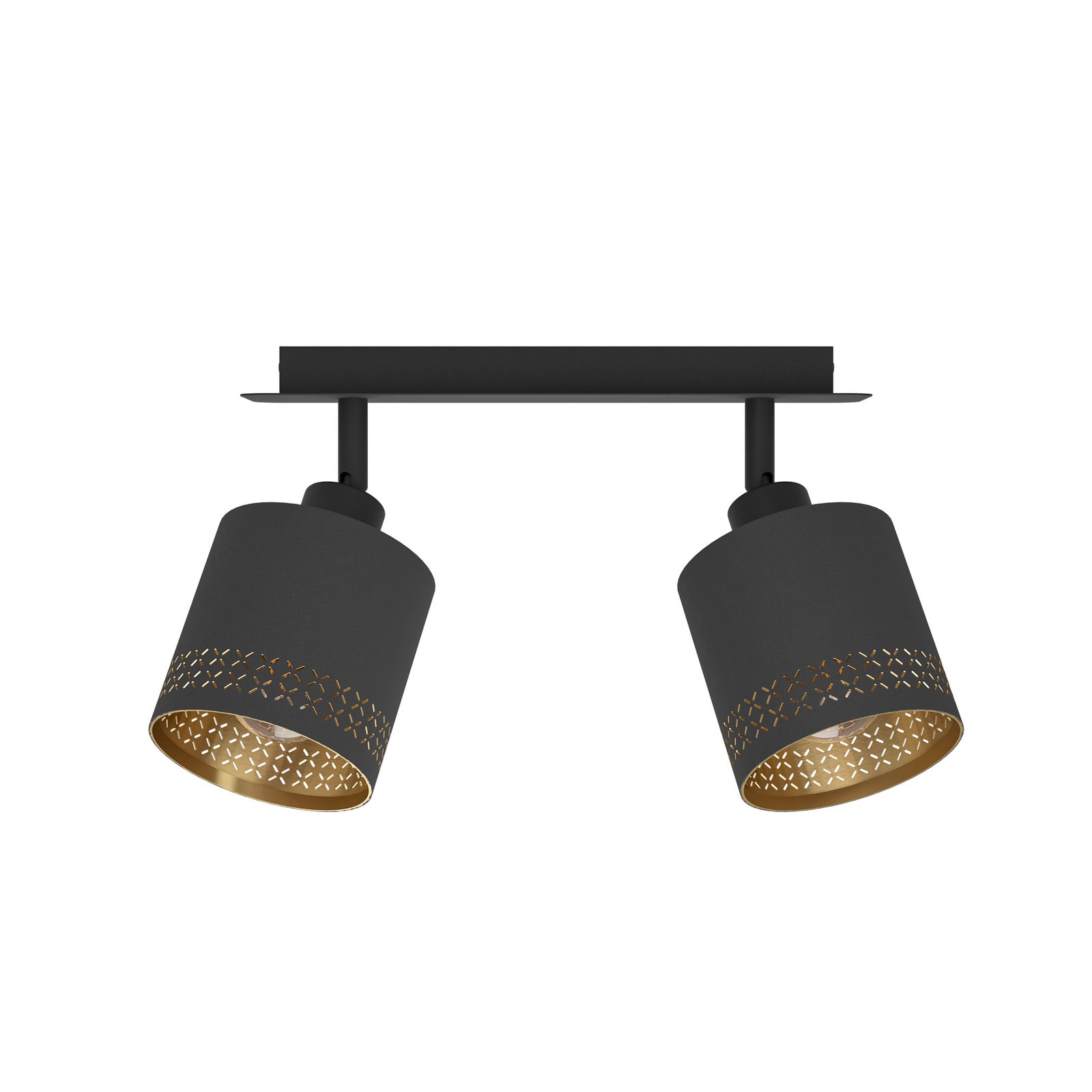 Esteperra ceiling light, black/gold, 2-bulb