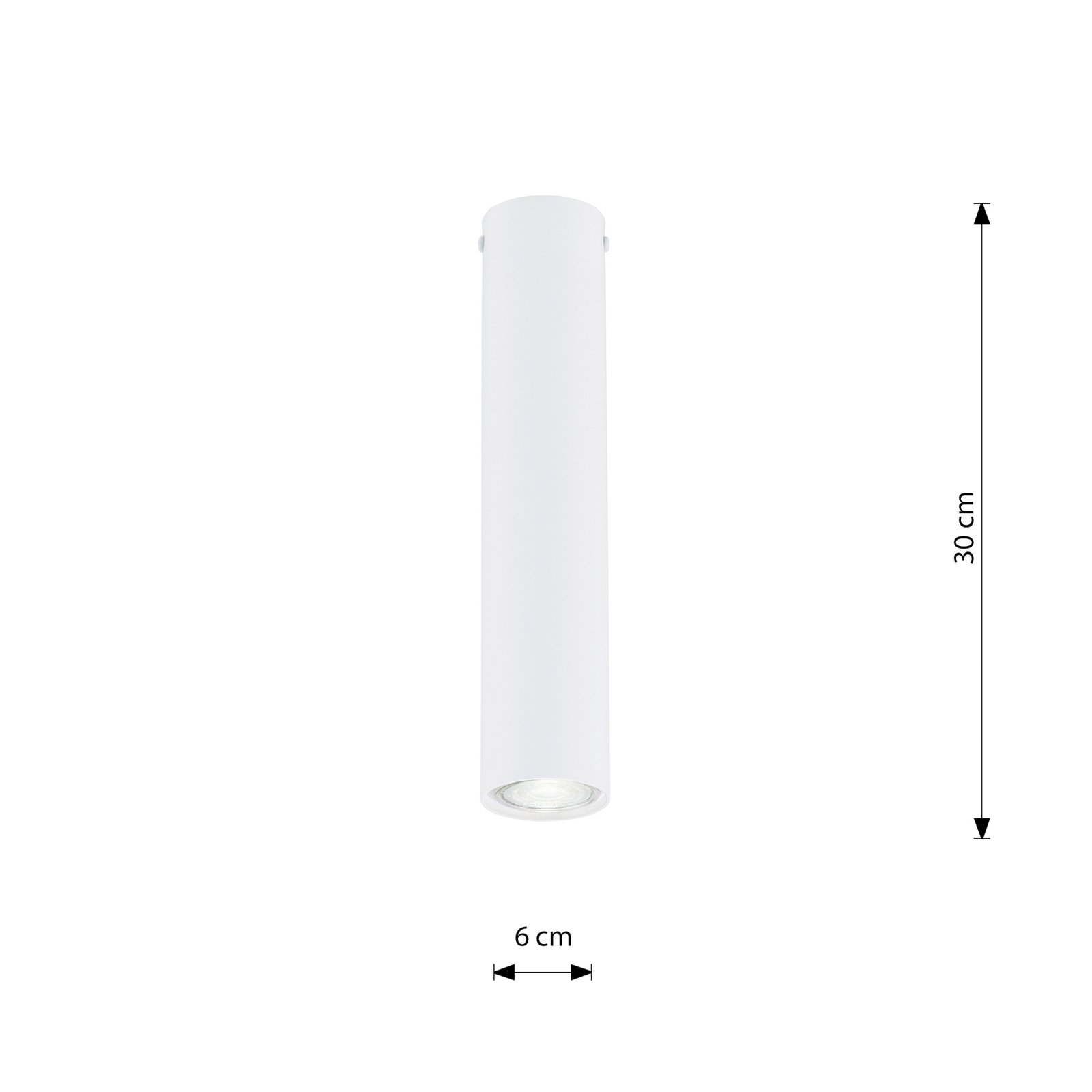 Deckenstrahler Tecno 1M, Stahl, GU10, Höhe 30 cm, weiß