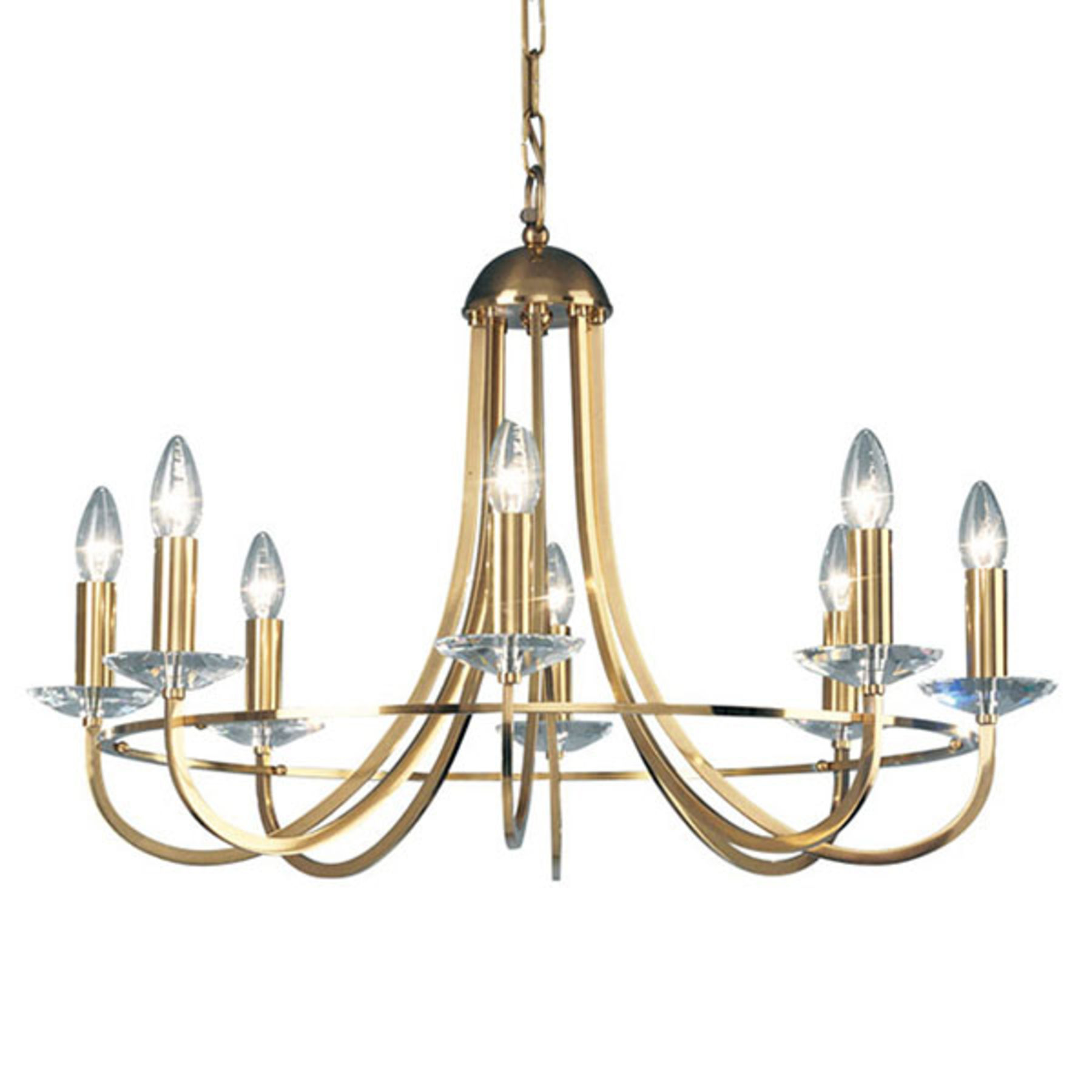 Kolarz KOLARZ Imperial chandelier, brass, 8-bulb, for Living / Dining Room, metal, crystal, E14, 60 W, energy efficiency: A++, H: 50 cm