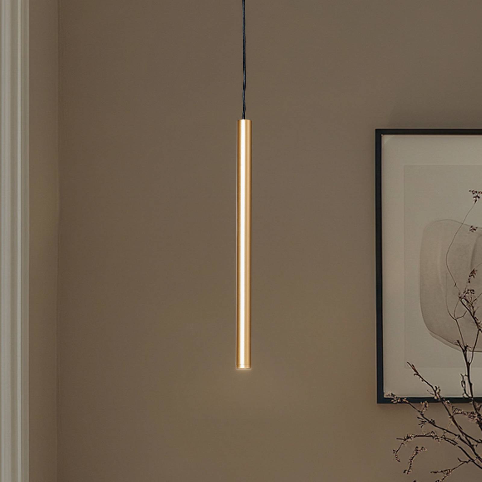 LED-Pendelleuchte Rulo, gold, Ø 3,2 cm, Stahl, 3000 K günstig online kaufen